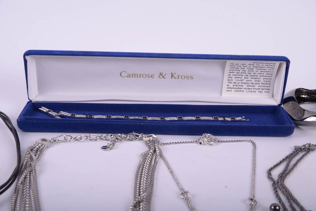 Collection of Silver Tone and Black Fashion Jewelry by Camrose & Ross, Rebecca Minkoff, and More