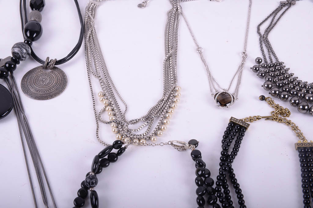 Collection of Silver Tone and Black Fashion Jewelry by Camrose & Ross, Rebecca Minkoff, and More