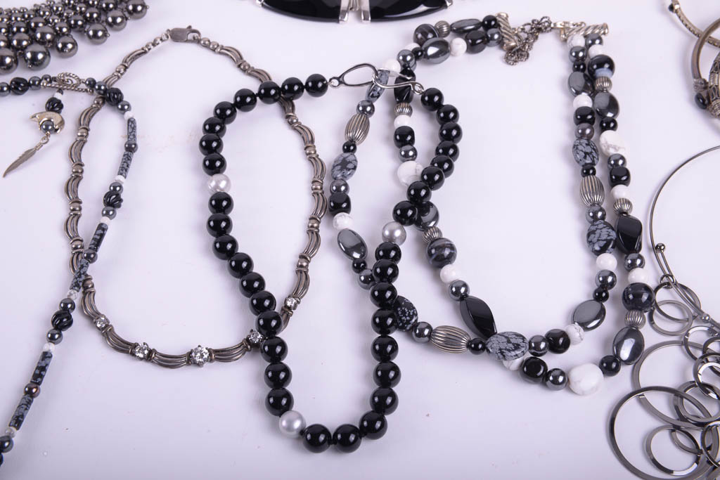 Collection of Silver Tone and Black Fashion Jewelry by Camrose & Ross, Rebecca Minkoff, and More