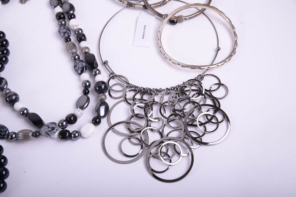 Collection of Silver Tone and Black Fashion Jewelry by Camrose & Ross, Rebecca Minkoff, and More