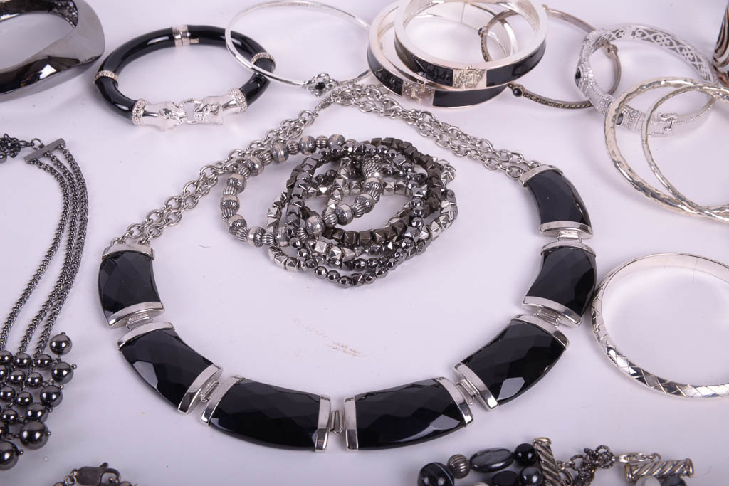 Collection of Silver Tone and Black Fashion Jewelry by Camrose & Ross, Rebecca Minkoff, and More