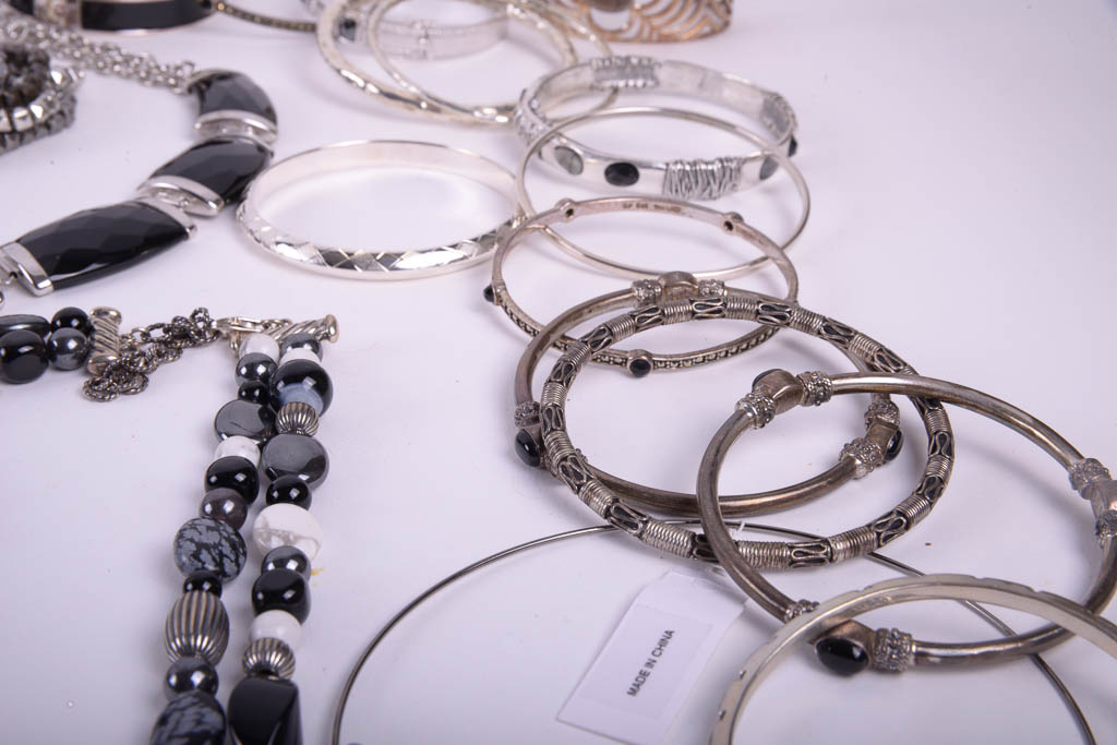 Collection of Silver Tone and Black Fashion Jewelry by Camrose & Ross, Rebecca Minkoff, and More