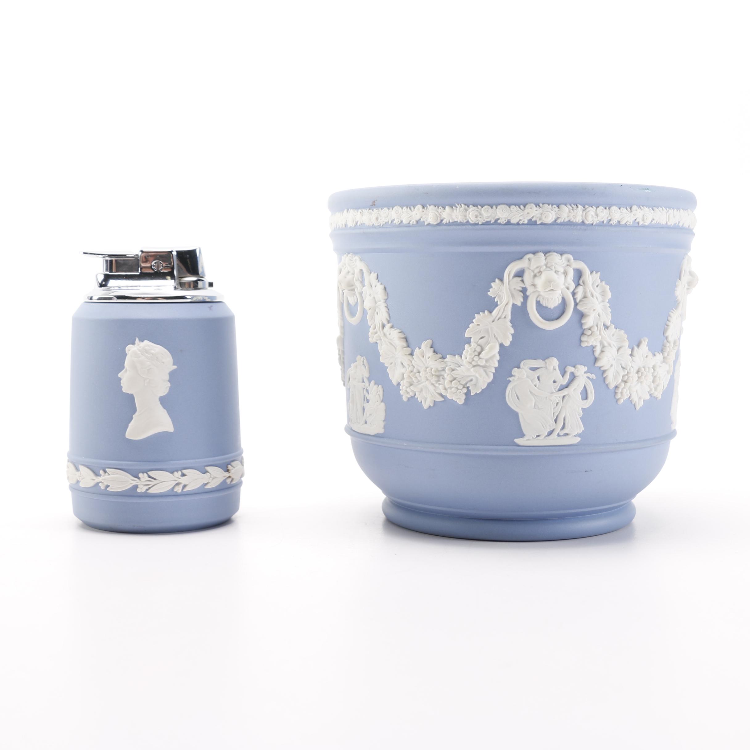 Wedgwood "Jasperware" Cache Pot and Lighter