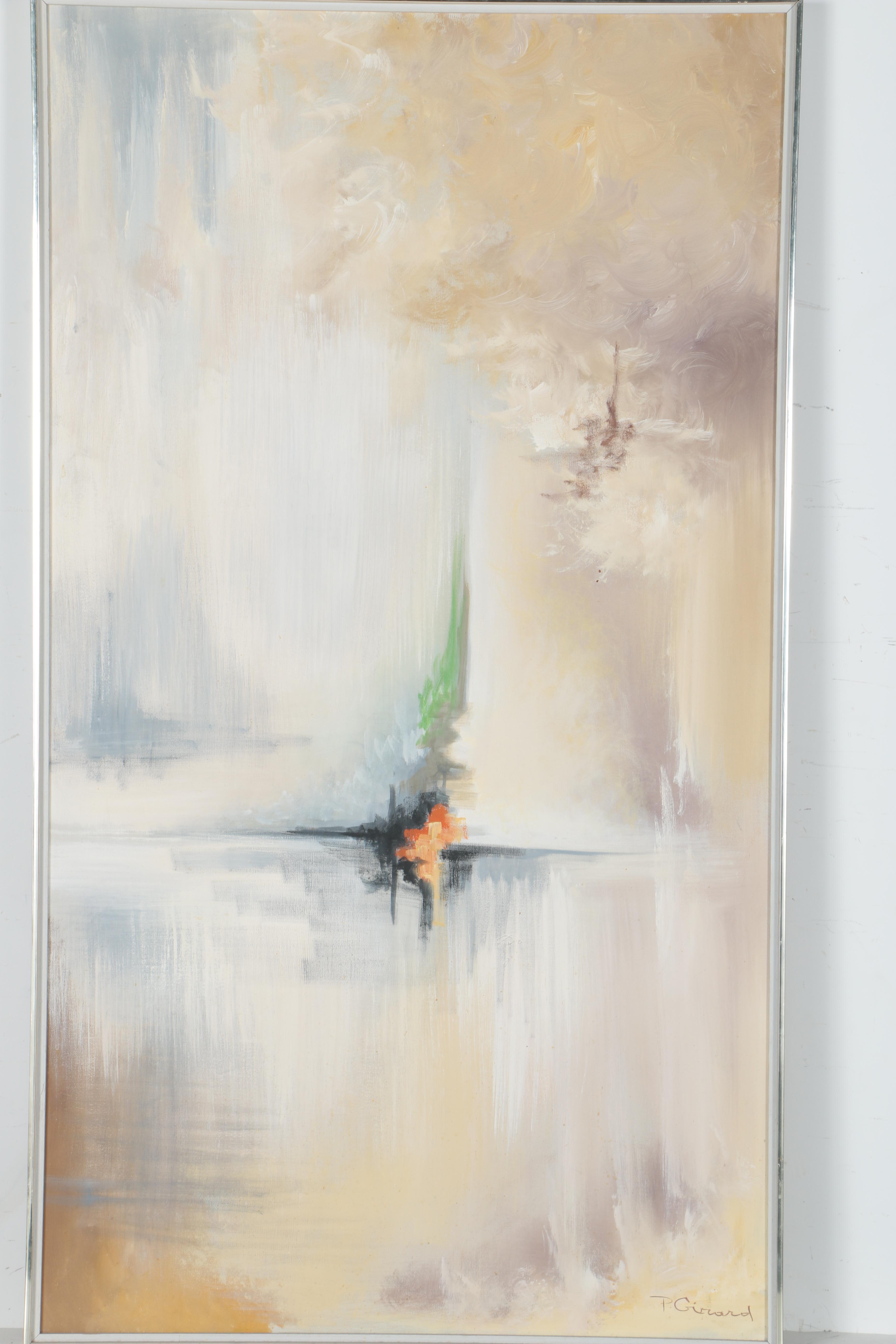 P. Girard Abstract Oil Painting on Canvas "Center Force"