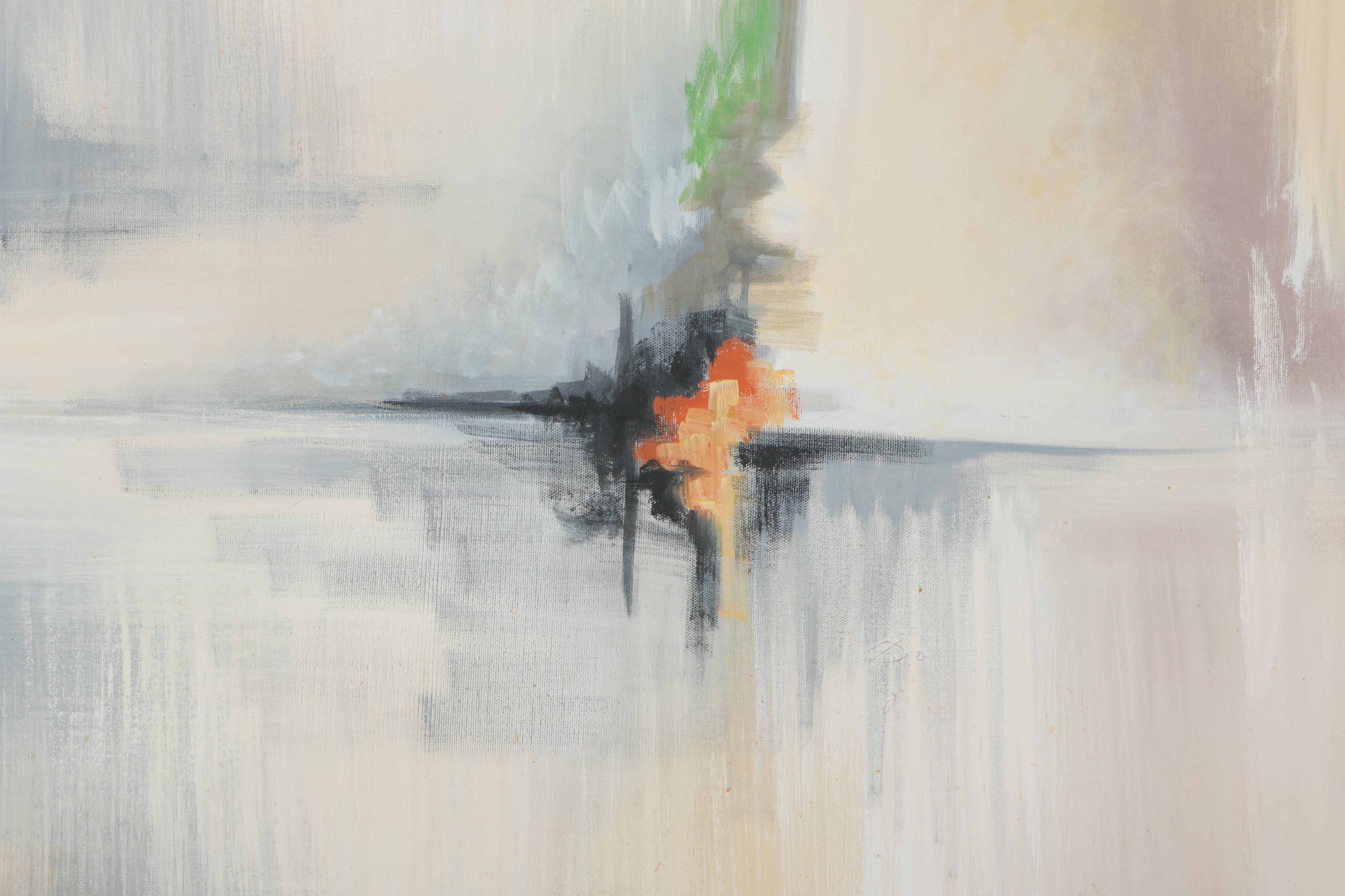 P. Girard Abstract Oil Painting on Canvas "Center Force"