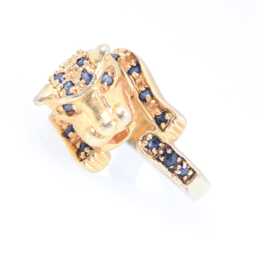Gold Plated Sterling Silver Cubic Zirconia Leopard Ring