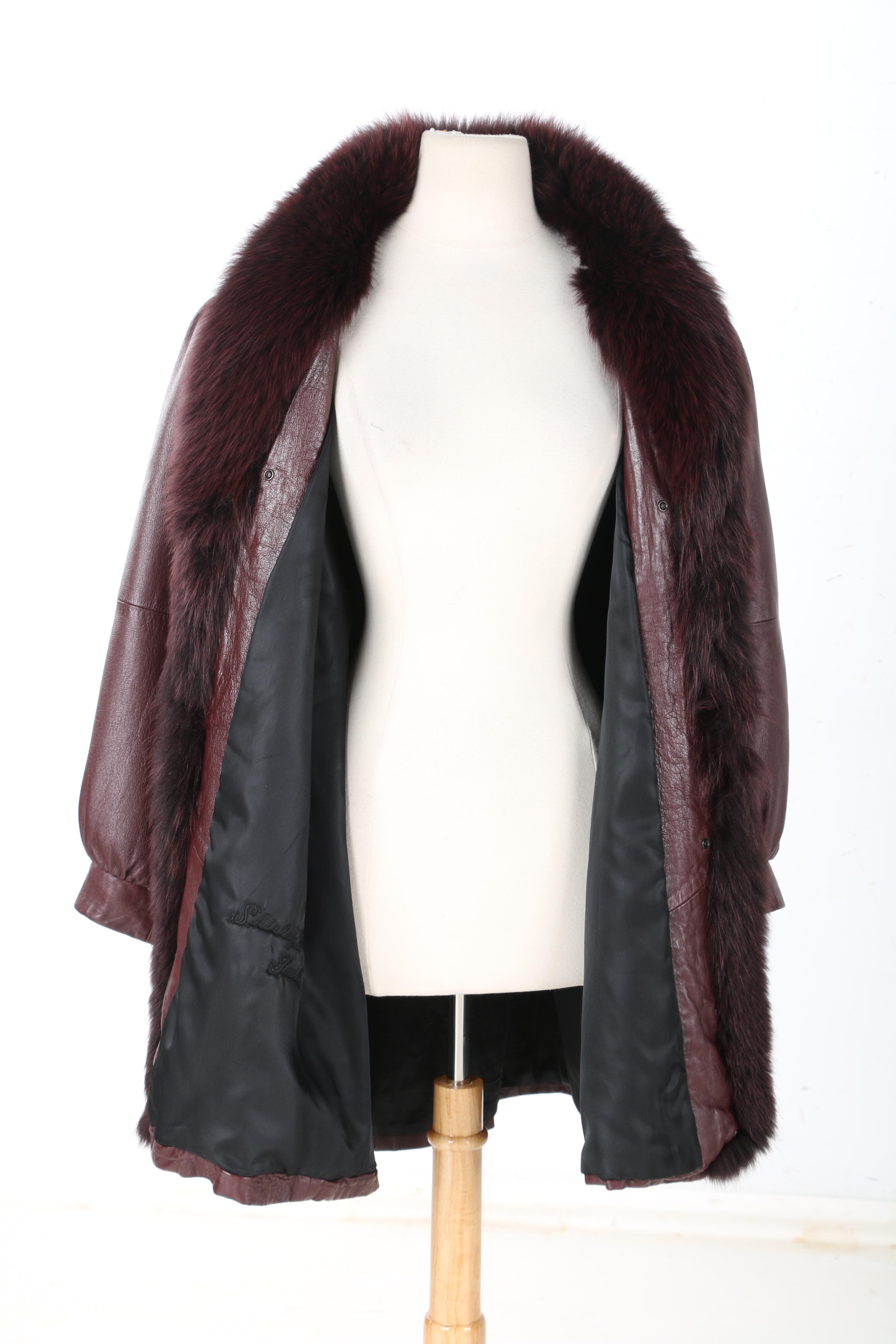 Burgundy Leather and Fox Fur Jacket