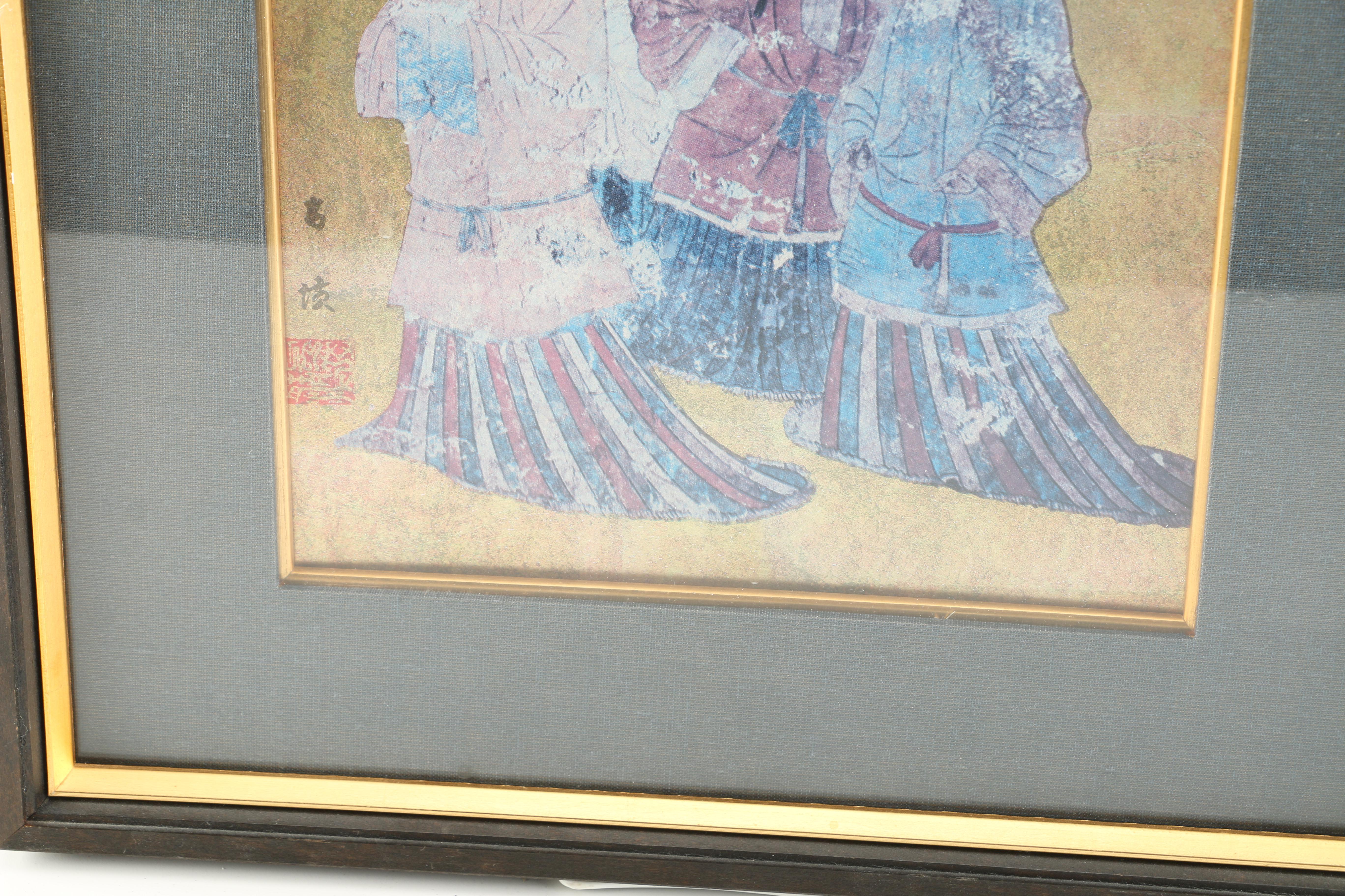 Offset Lithograph After Japanese Takamatsuzuka Tumul Mural Painting