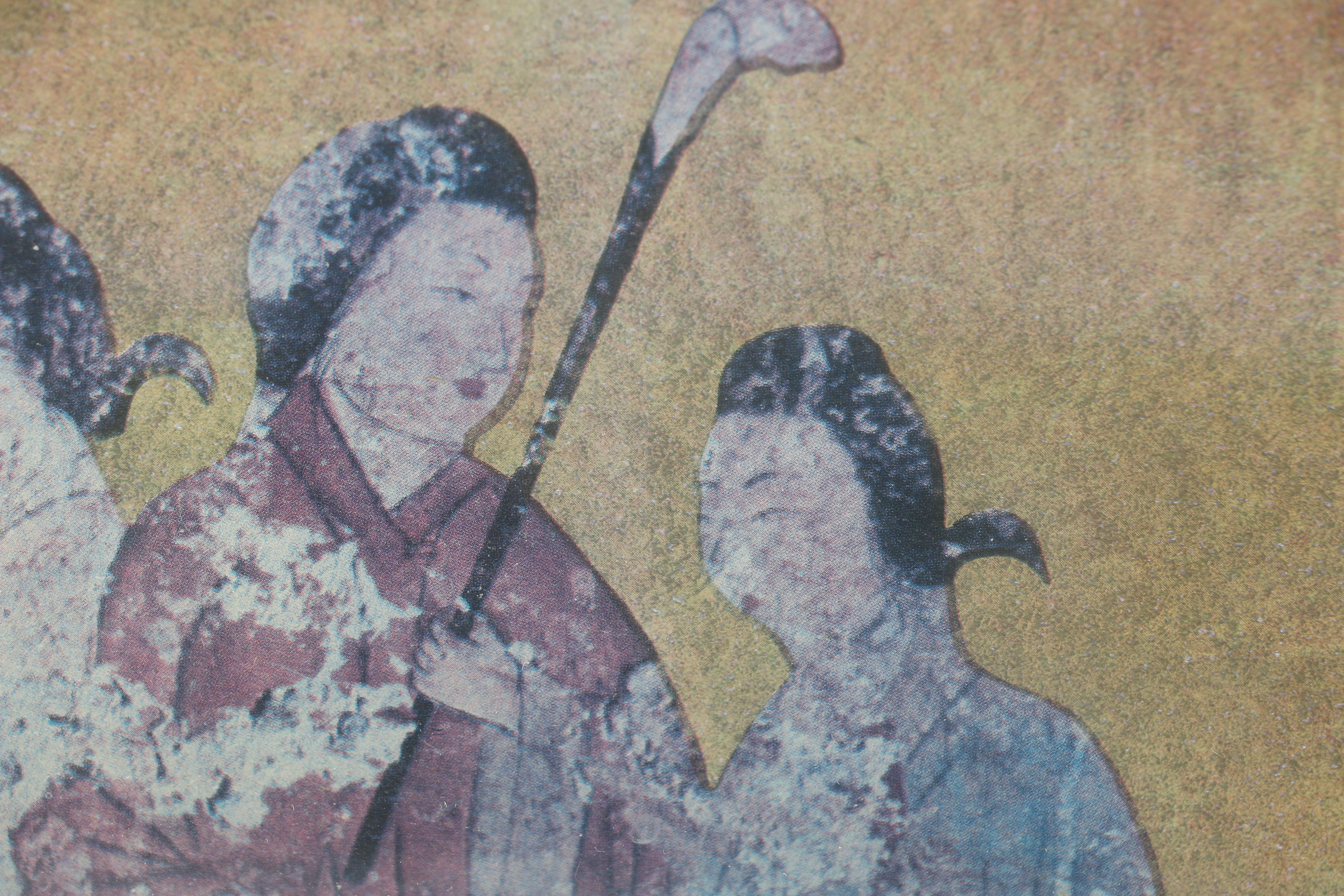 Offset Lithograph After Japanese Takamatsuzuka Tumul Mural Painting