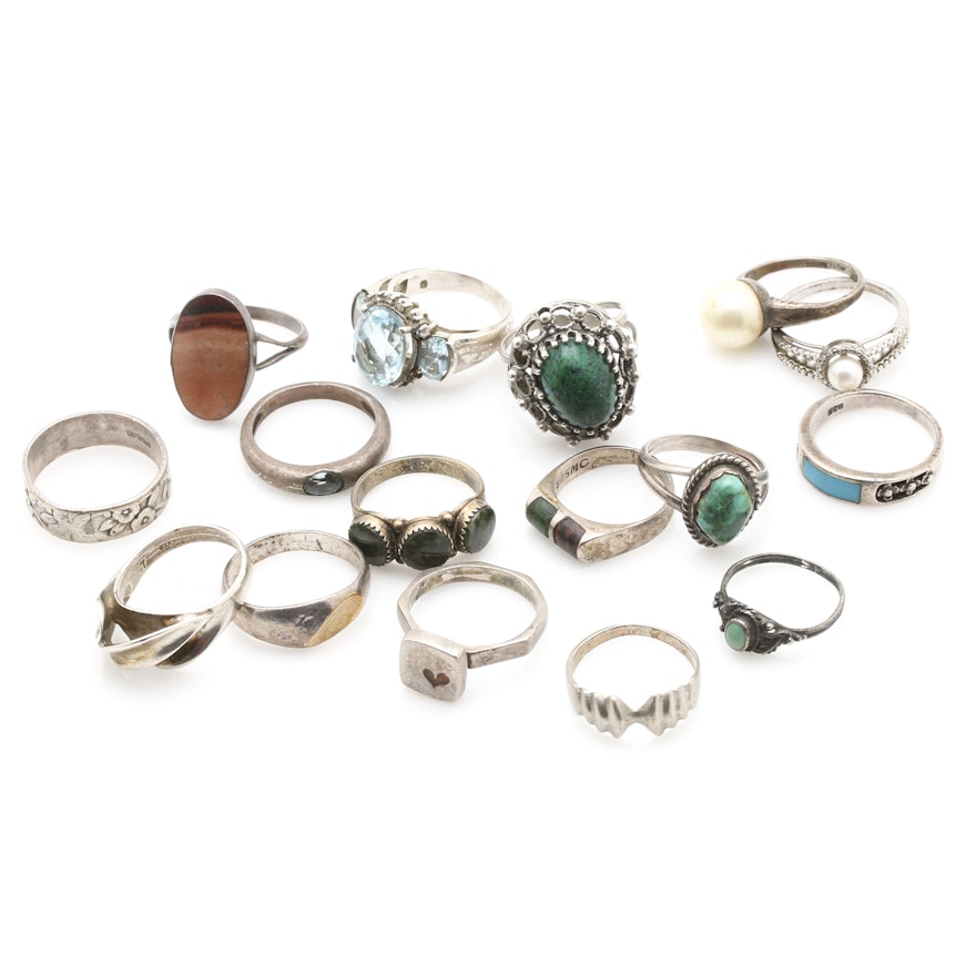 Sterling Silver Rings Including Stones