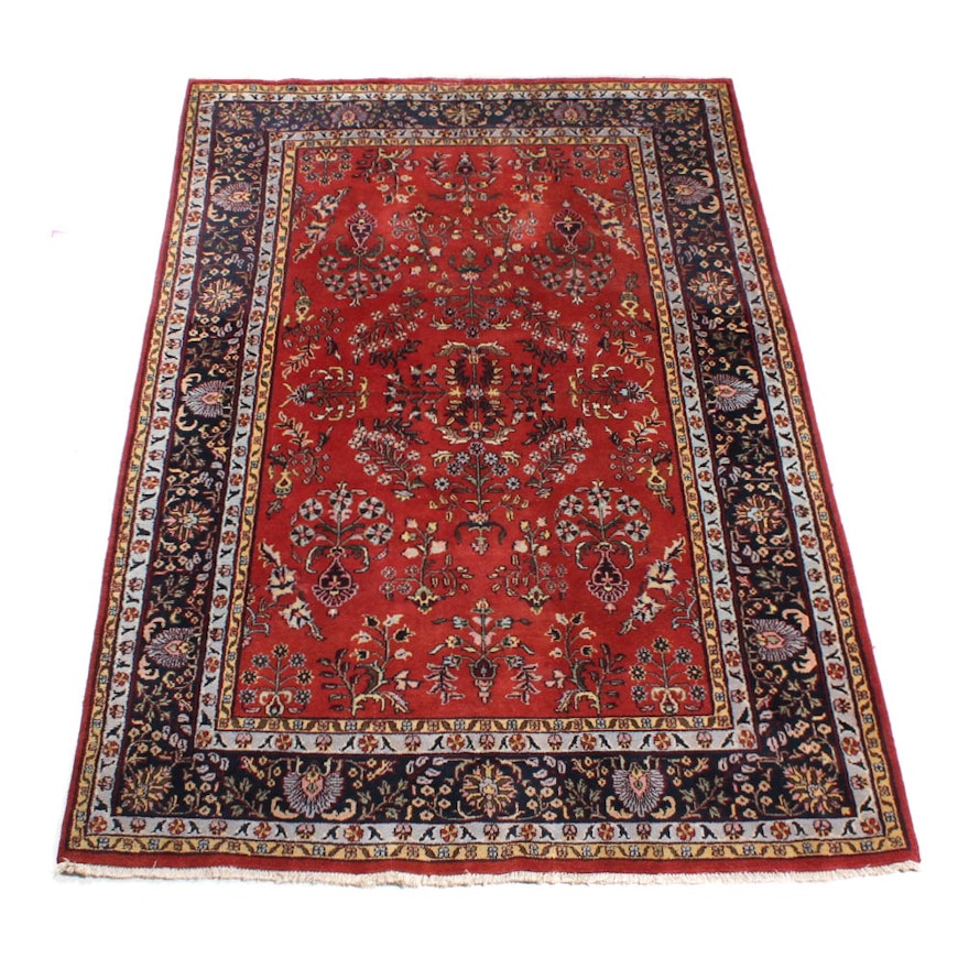 Hand-Knotted Indo-Persian Sarouk Area Rug