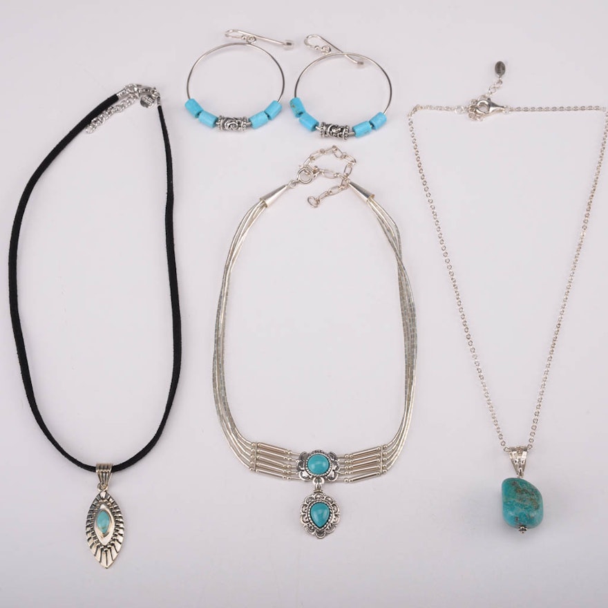 Assortment of Turquoise and Sterling Silver Jewelry