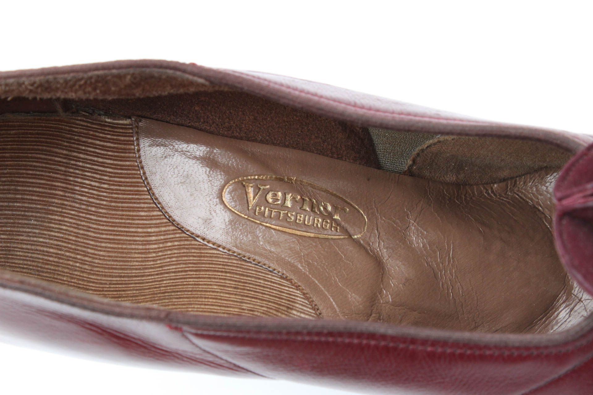 Vintage Burgundy Leather Clutch with Heels by Selby