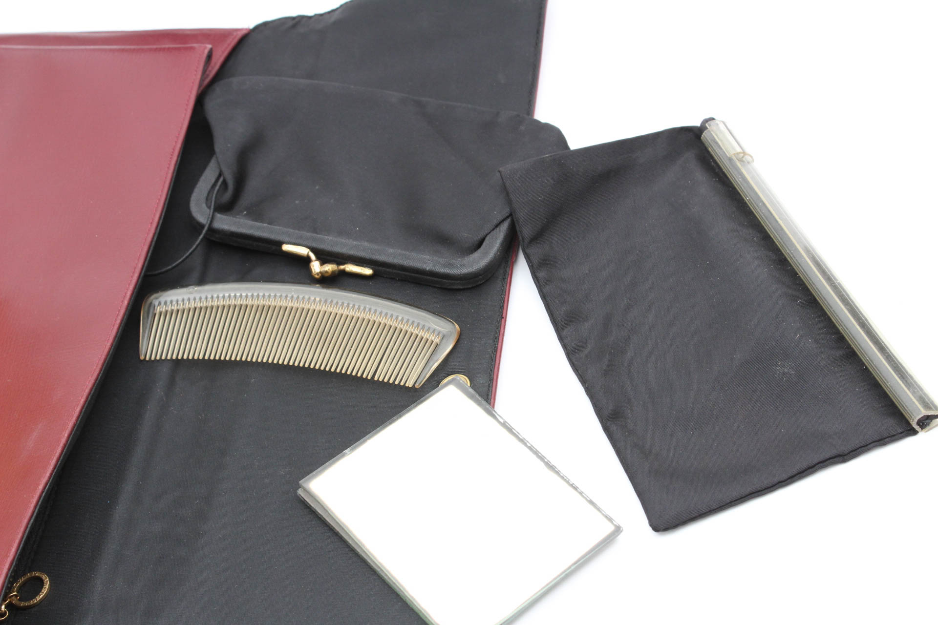 Vintage Burgundy Leather Clutch with Heels by Selby