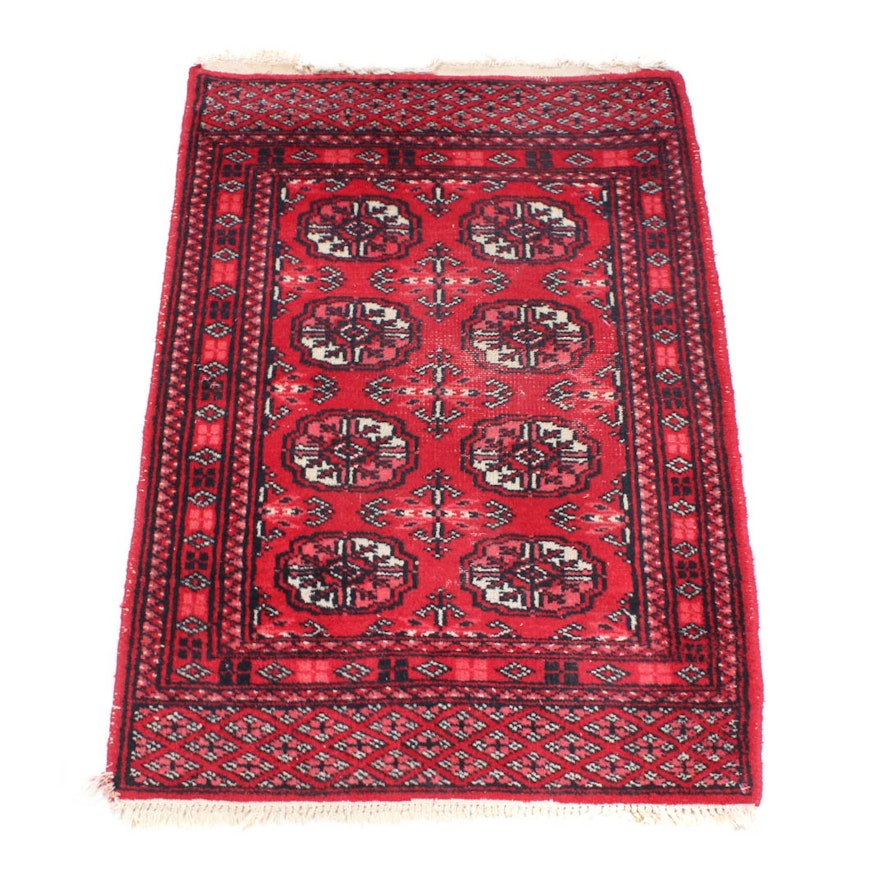 Hand-Knotted Pakistani Bokhara Accent Rug