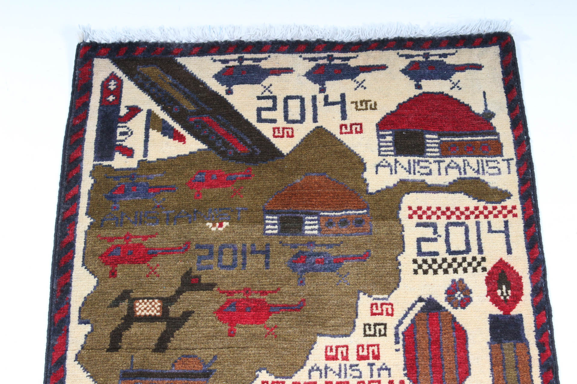 Hand-Knotted Afghani Pictorial War Rug