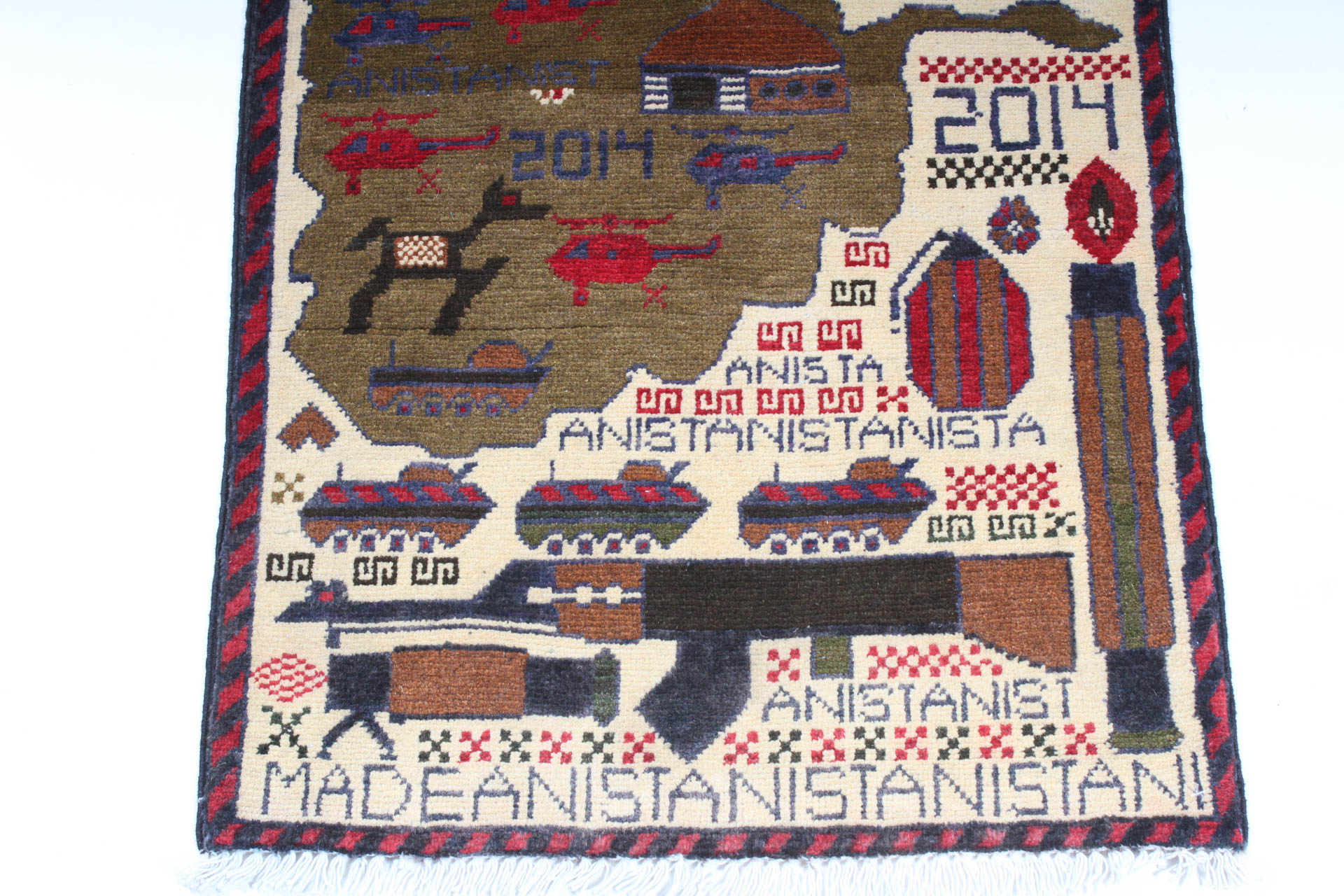 Hand-Knotted Afghani Pictorial War Rug