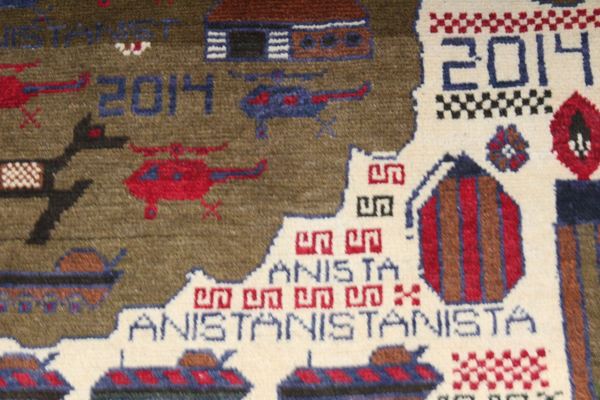 Hand-Knotted Afghani Pictorial War Rug