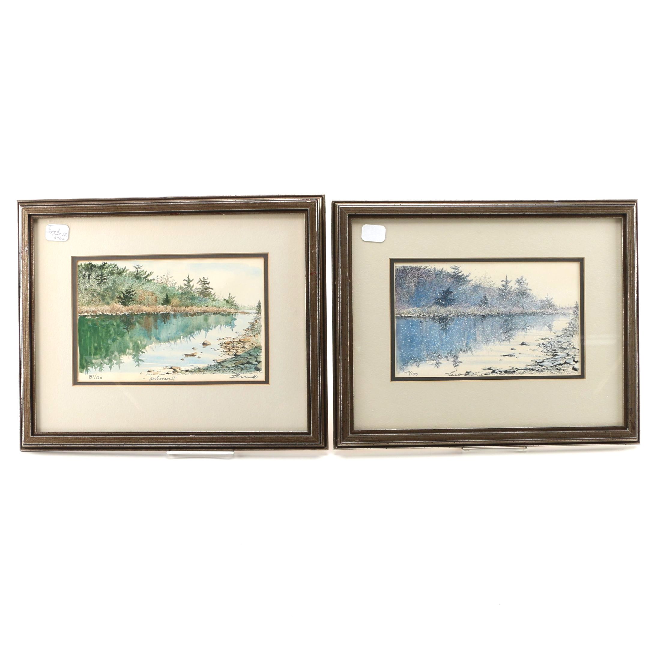 Limited Edition Hand-Colored Lithographs of Landscapes
