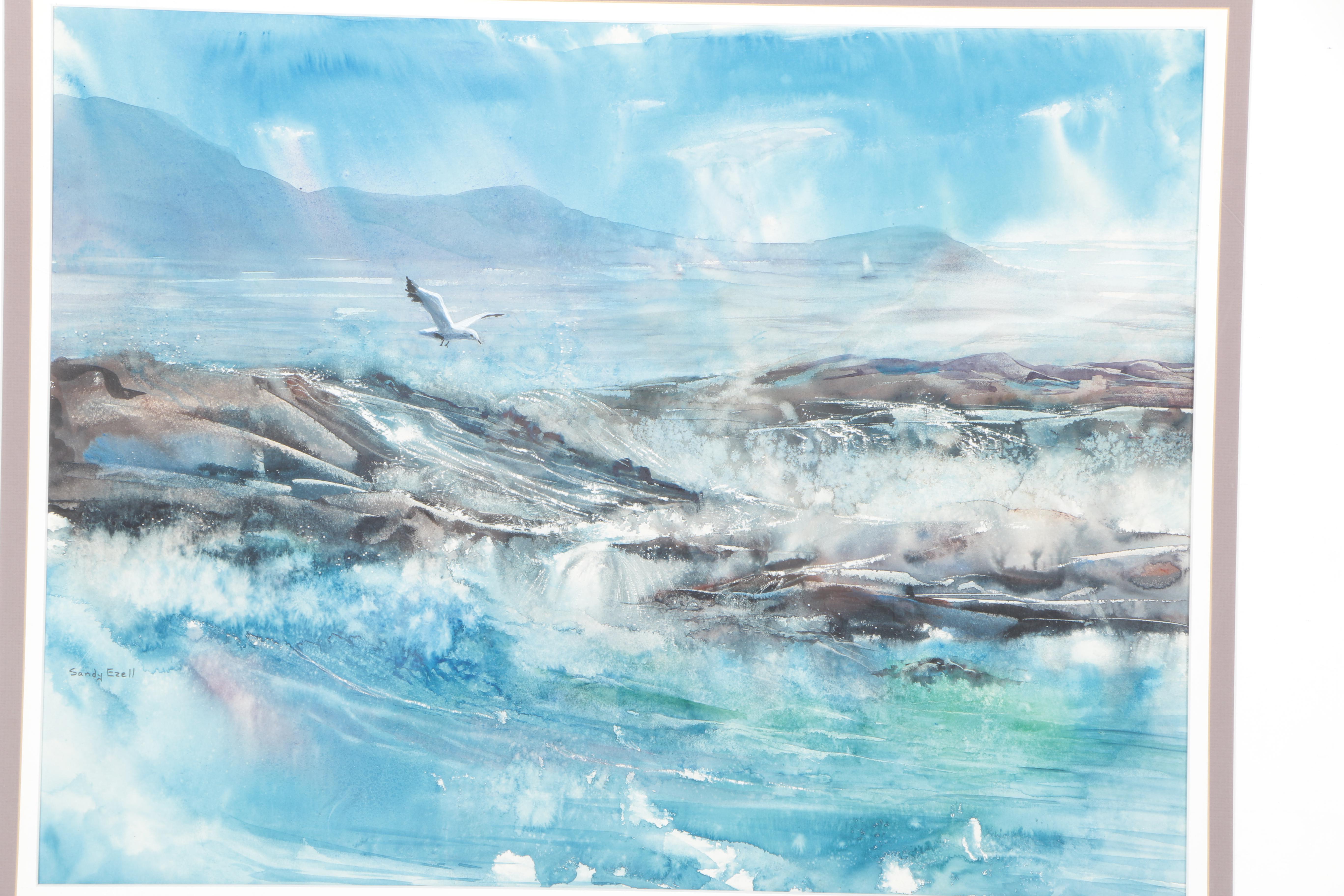 Sandy Ezell Watercolor of the Ocean