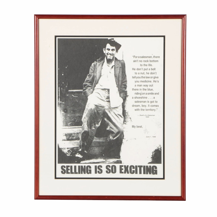 Framed Offset Lithograph Poster "Selling Is So Exciting"