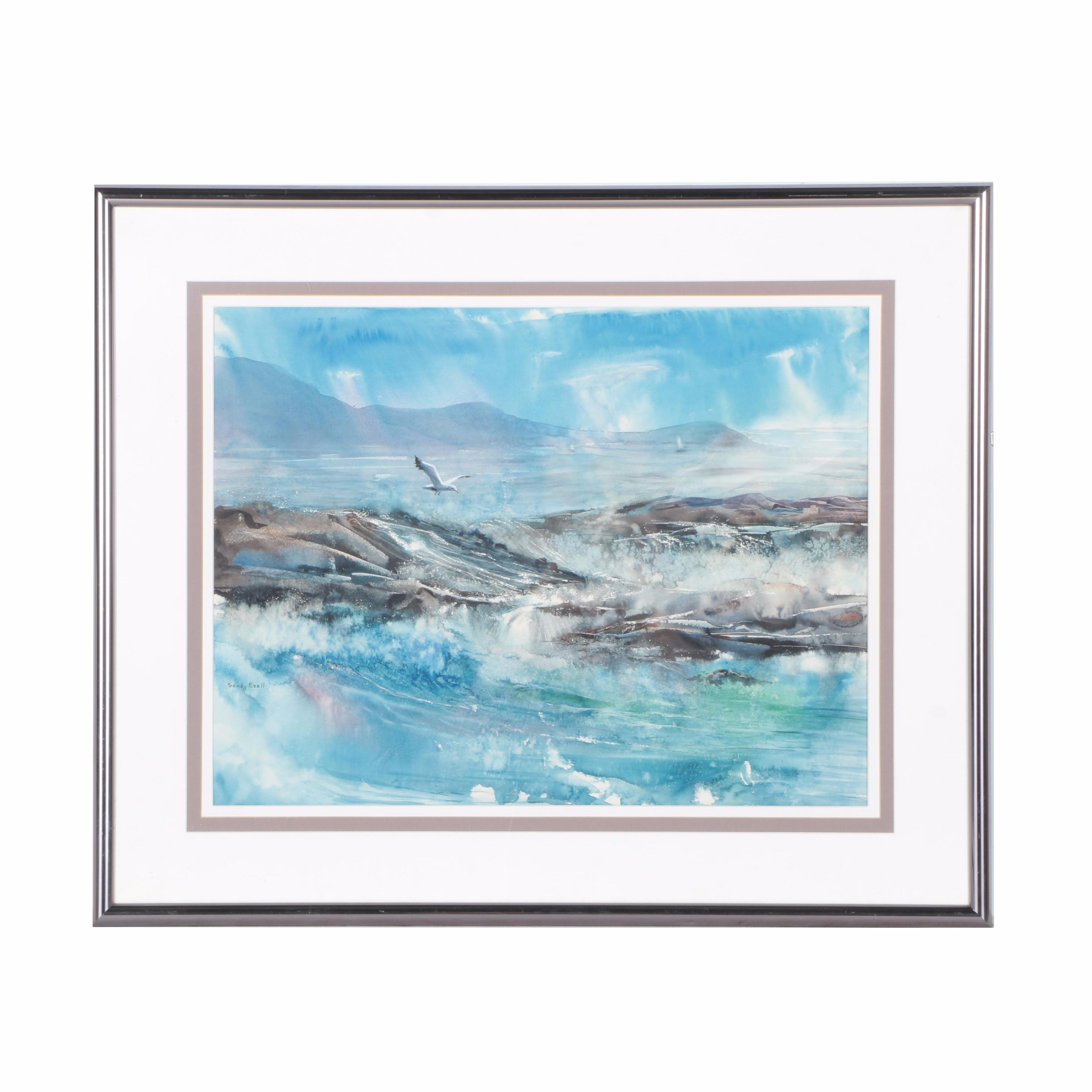 Sandy Ezell Watercolor of the Ocean