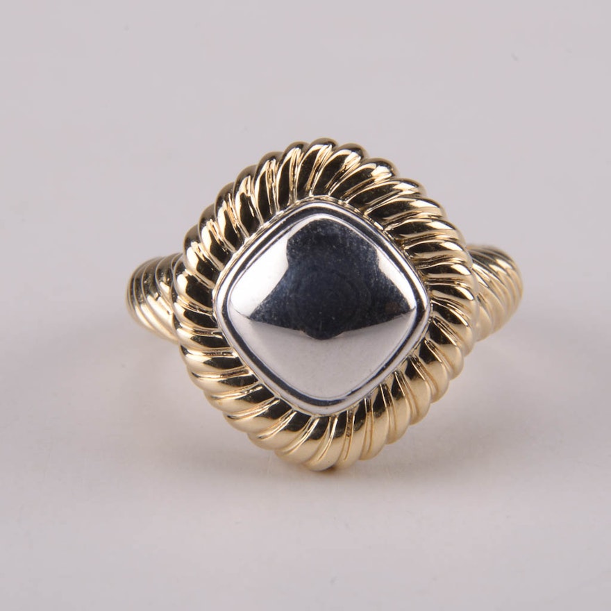 14K Yellow Gold and Sterling Silver Ring