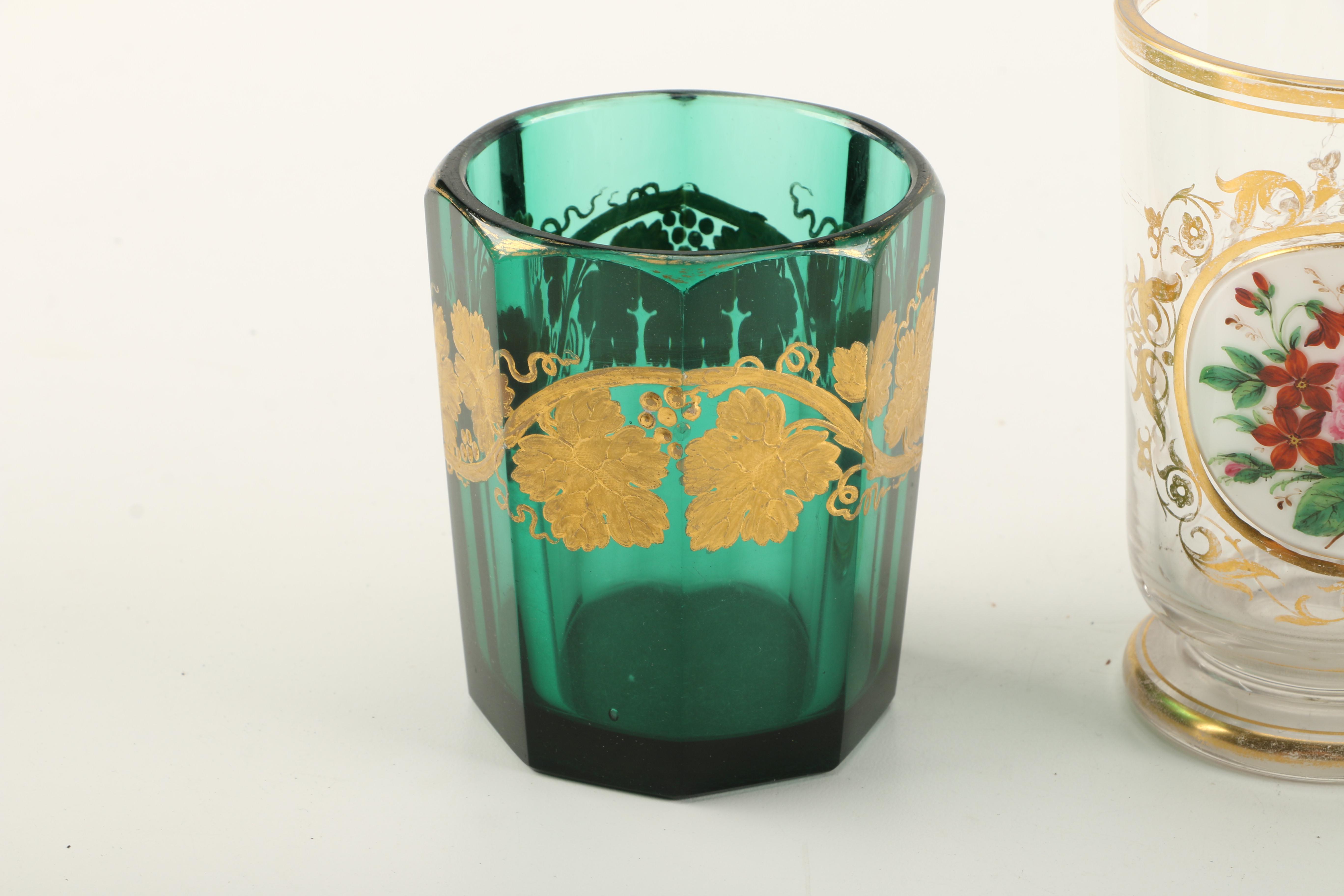 19th Century Biedermeier Glass Goblets and Spa Beakers