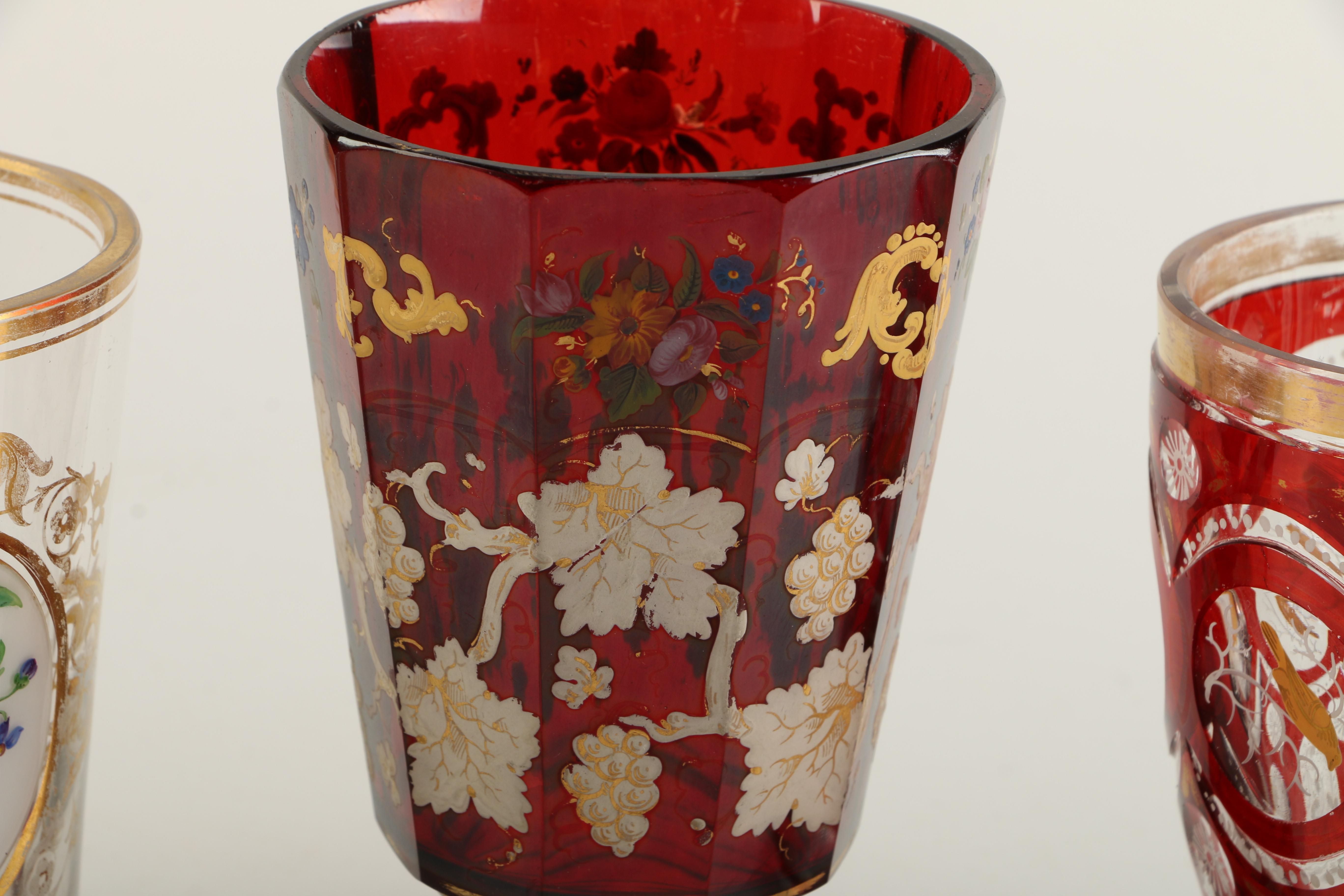 19th Century Biedermeier Glass Goblets and Spa Beakers