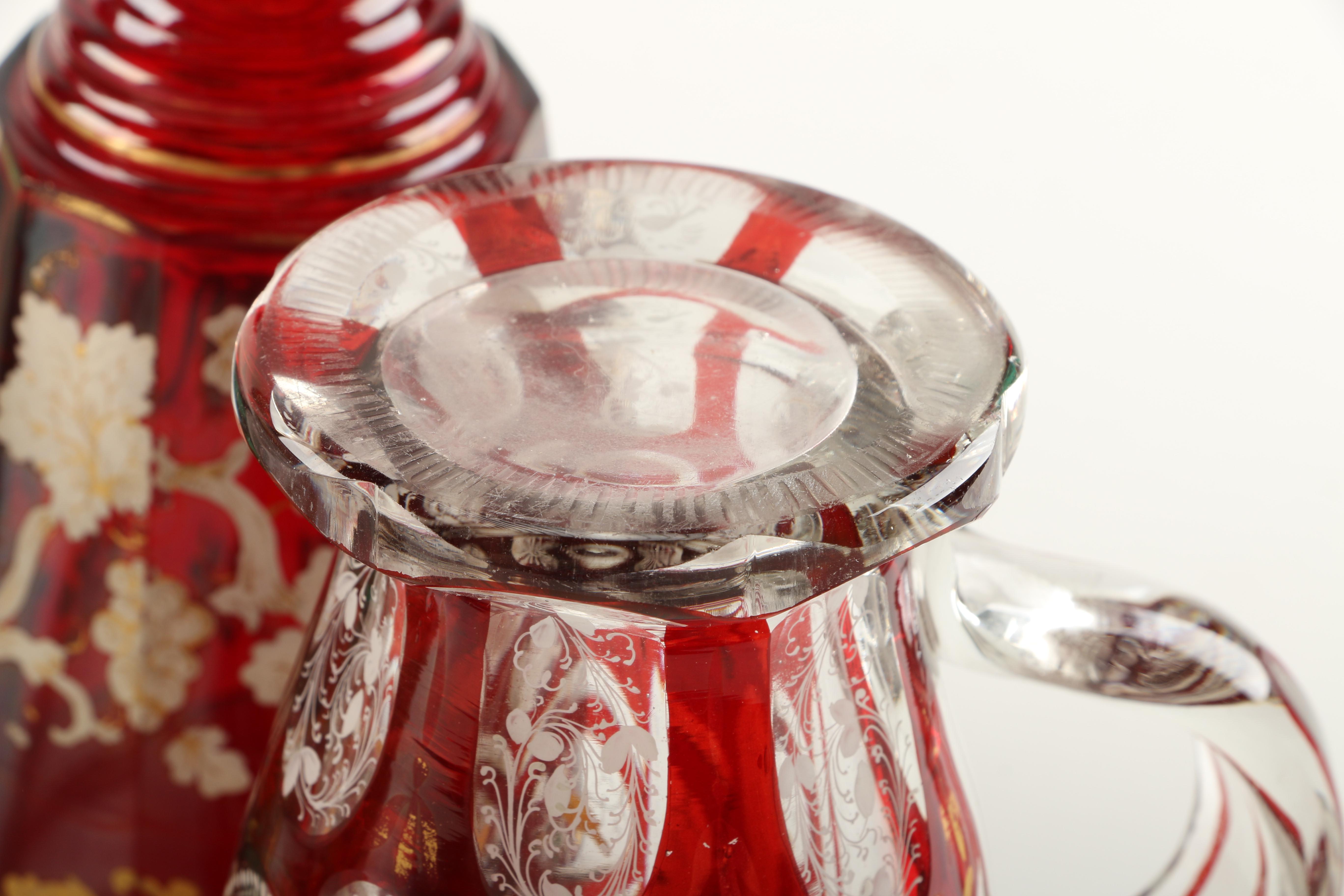 19th Century Biedermeier Glass Goblets and Spa Beakers