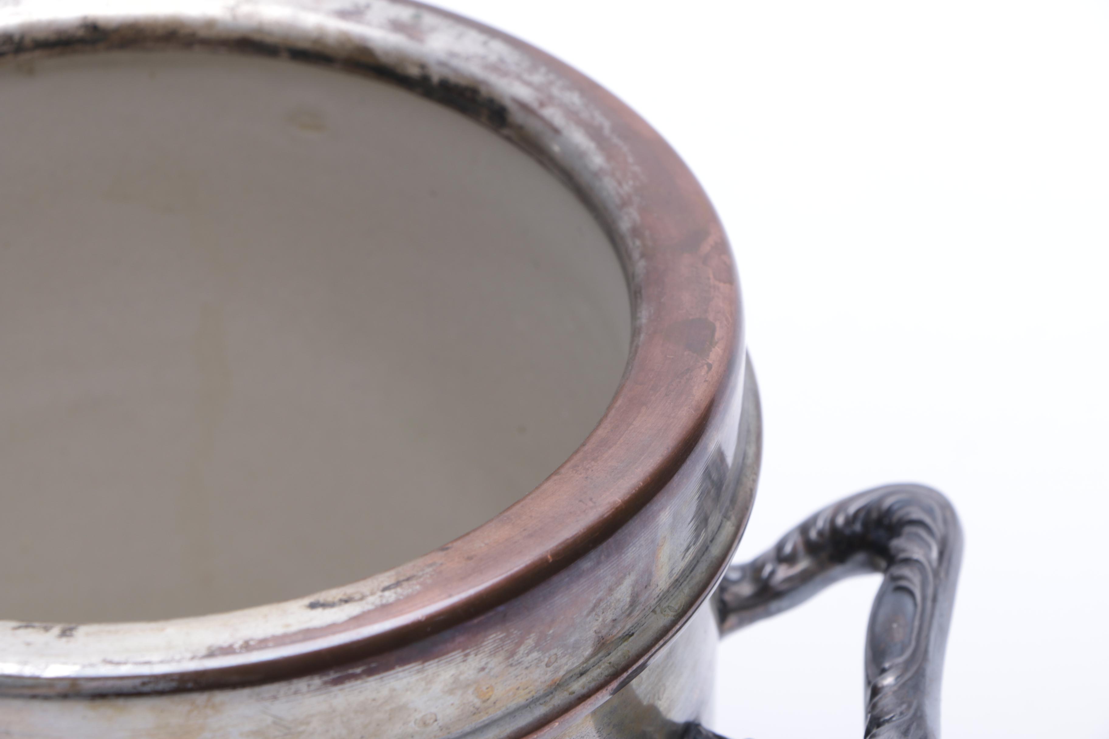 National Silver Co. Silver Plate Pottery Canister