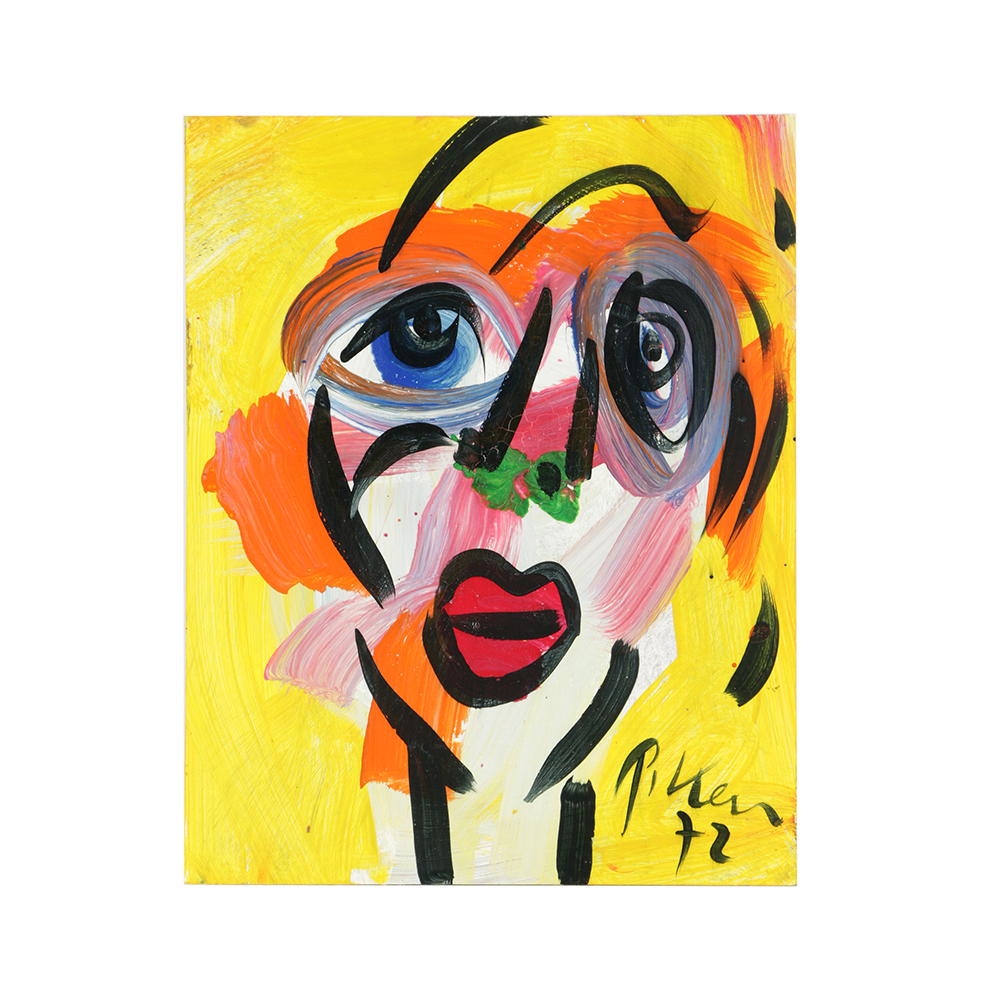 Peter Robert Keil Abstract Oil Portrait on Board of Woman