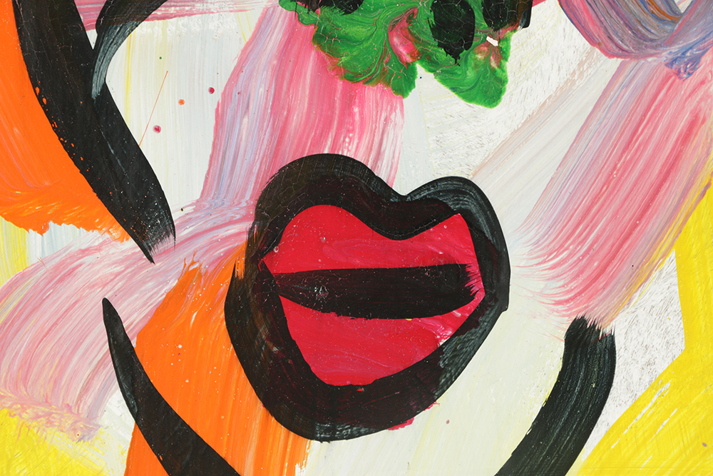 Peter Robert Keil Abstract Oil Portrait on Board of Woman