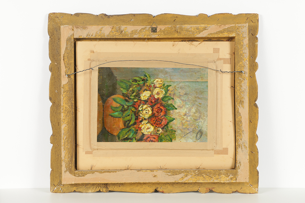 Double-Sided Oil Painting on Board of a Market