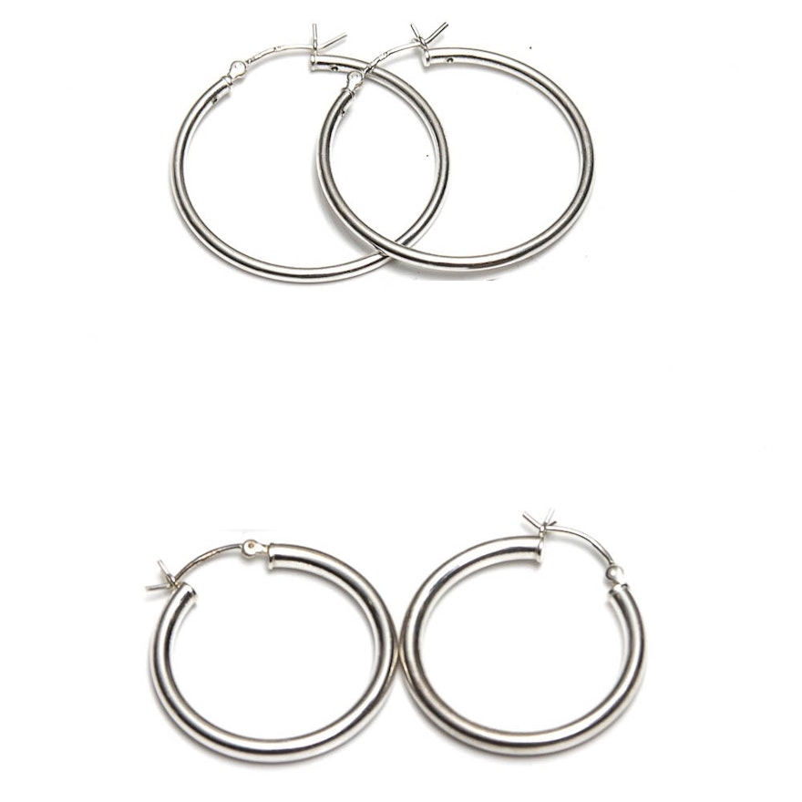 Pair of Sterling Silver Hoop Earrings