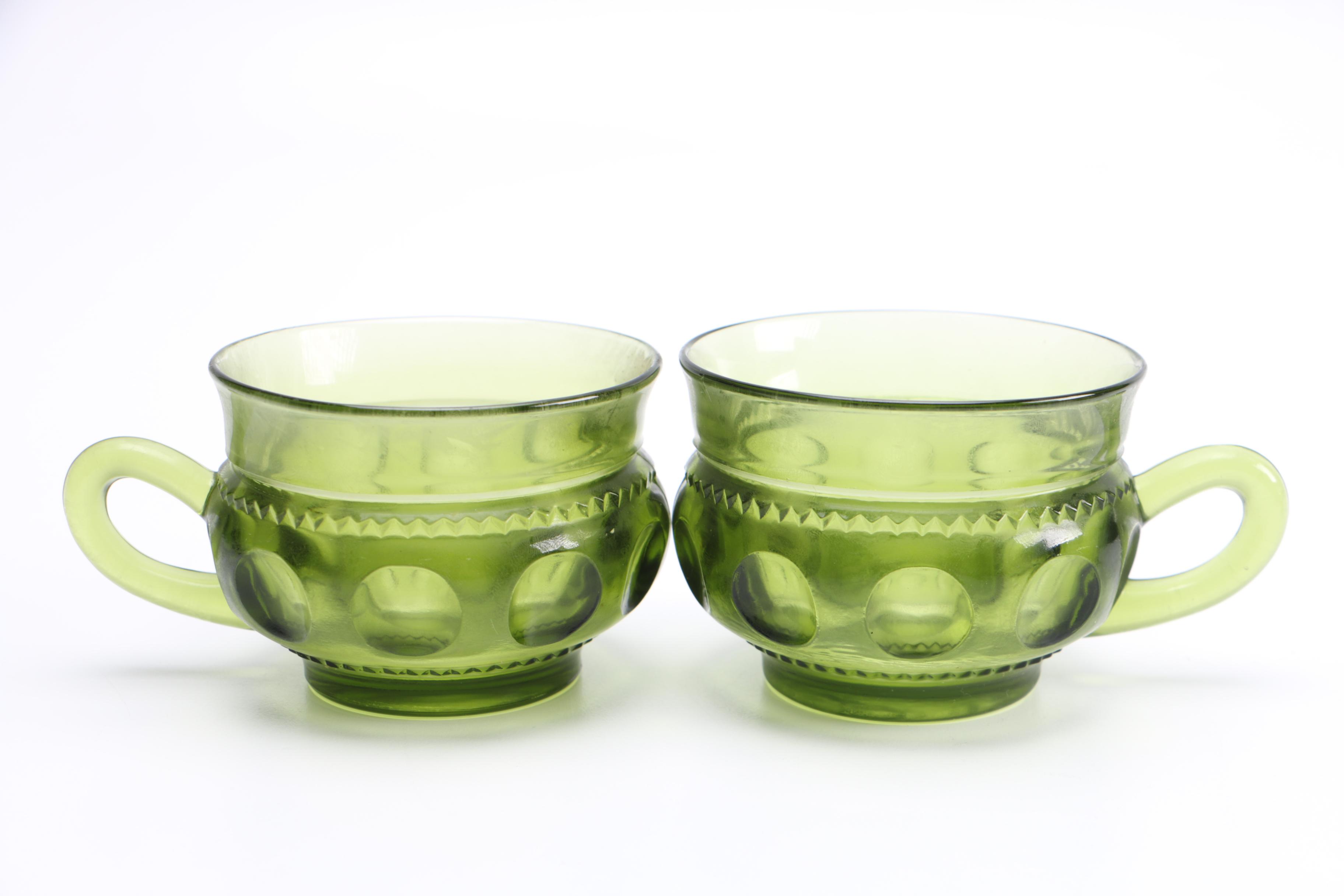 Green Depression Glass Plates And Cups