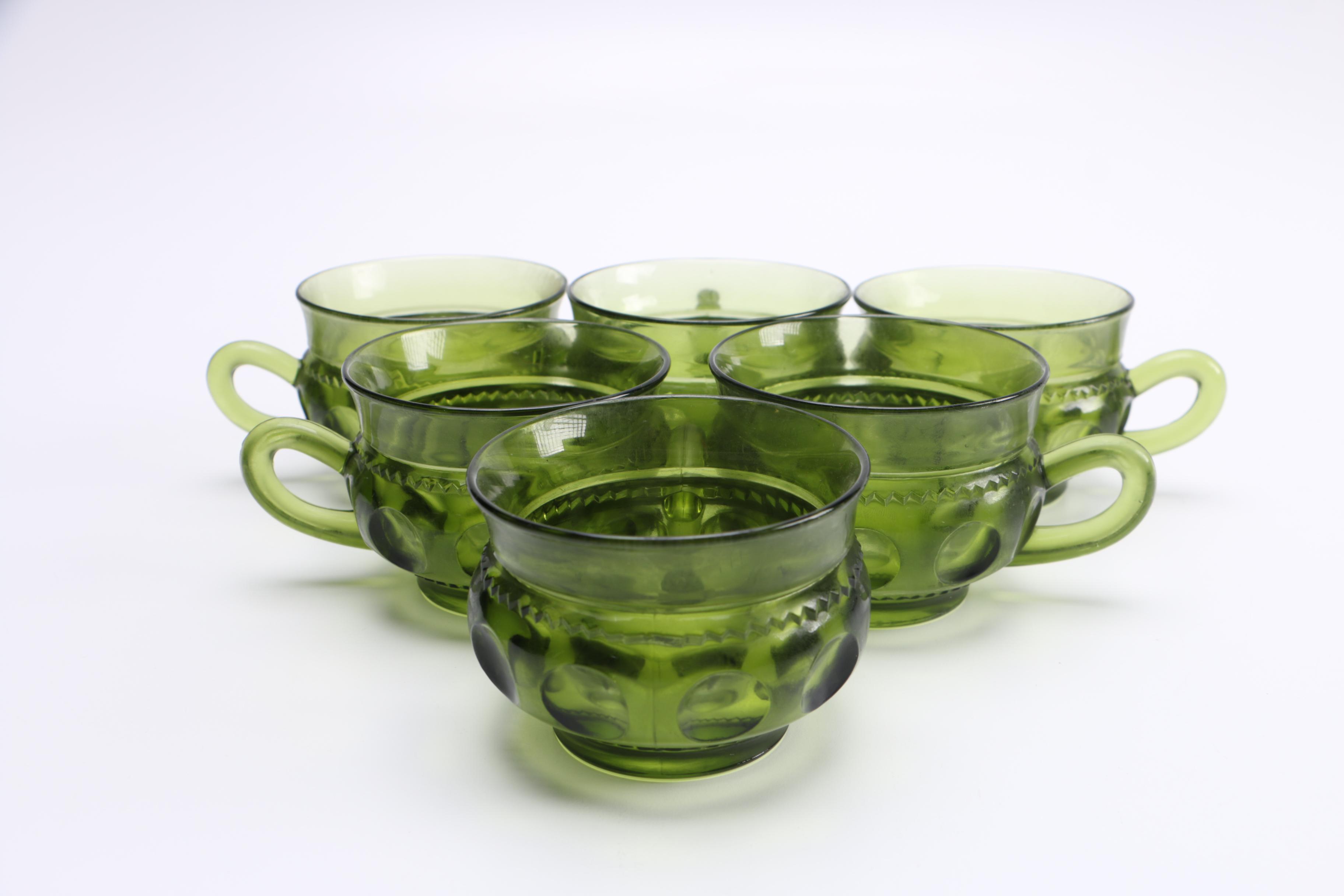 Green Depression Glass Plates And Cups