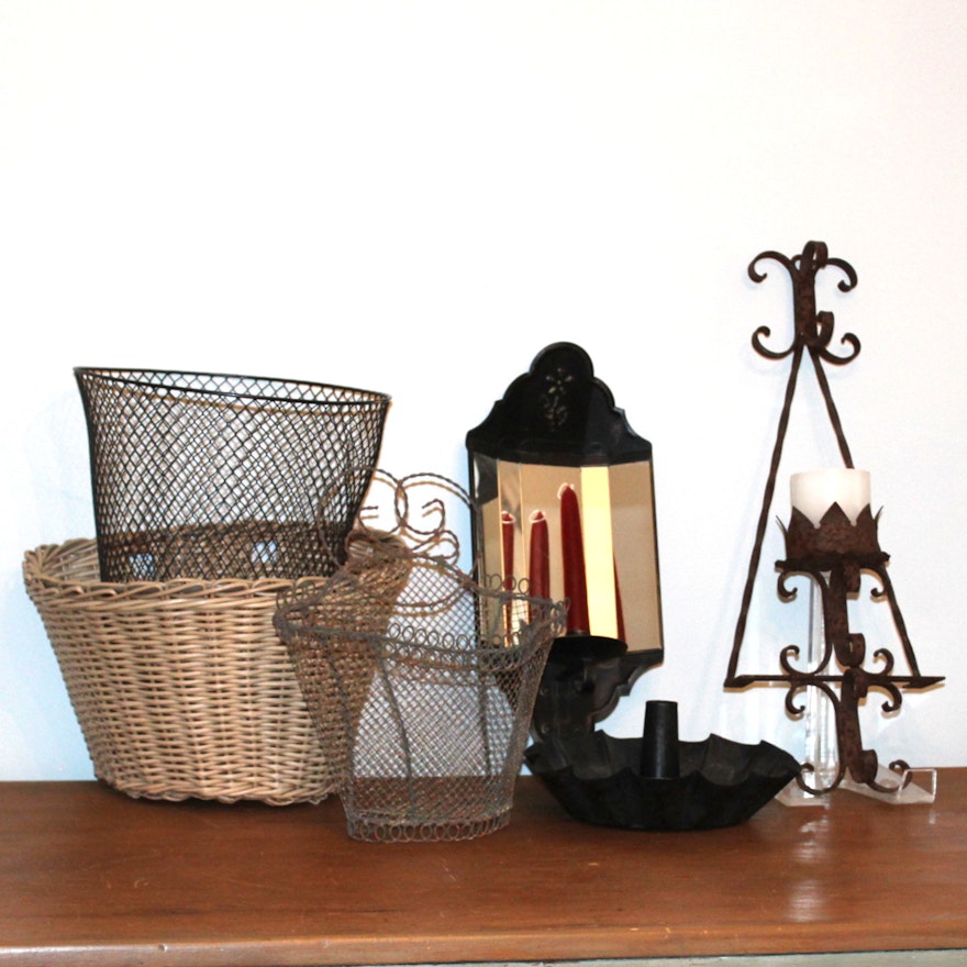 Vintage Baskets and Candleholders