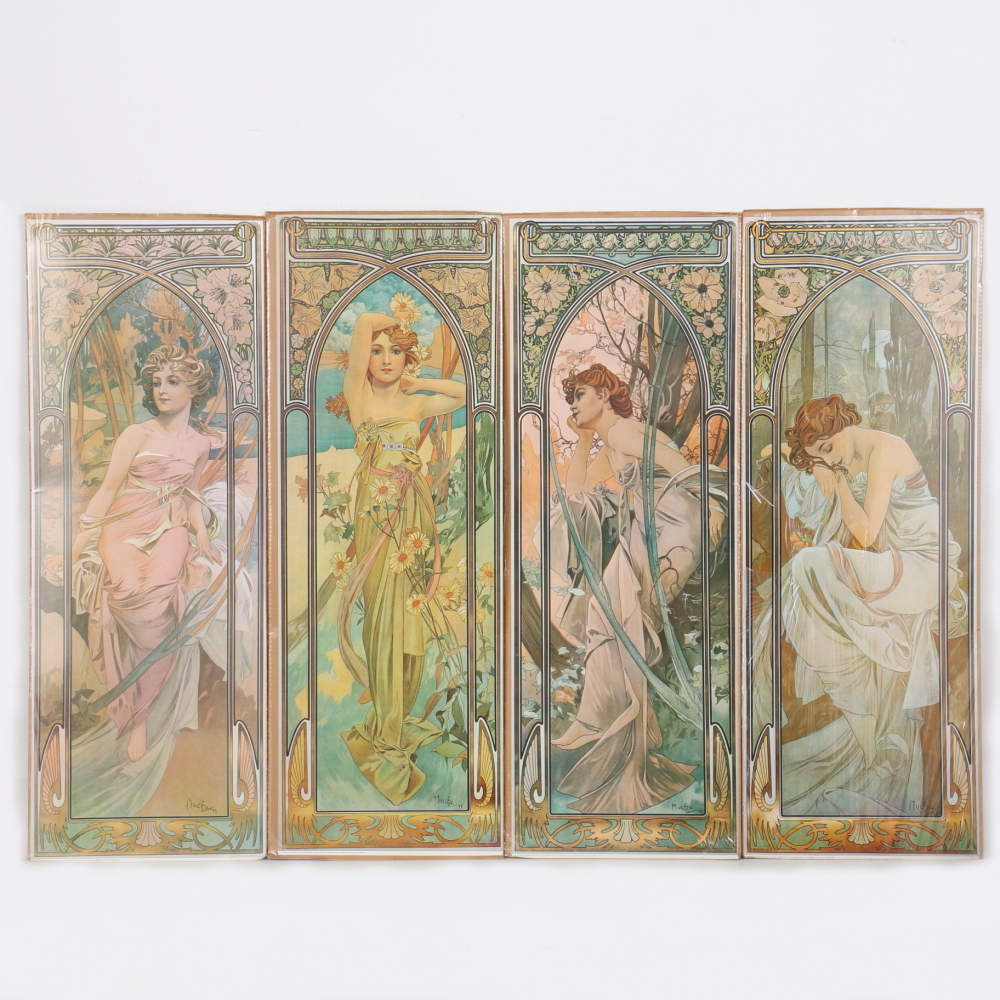 After Alphonse Mucha "The Times of the Day" Offset Lithographs