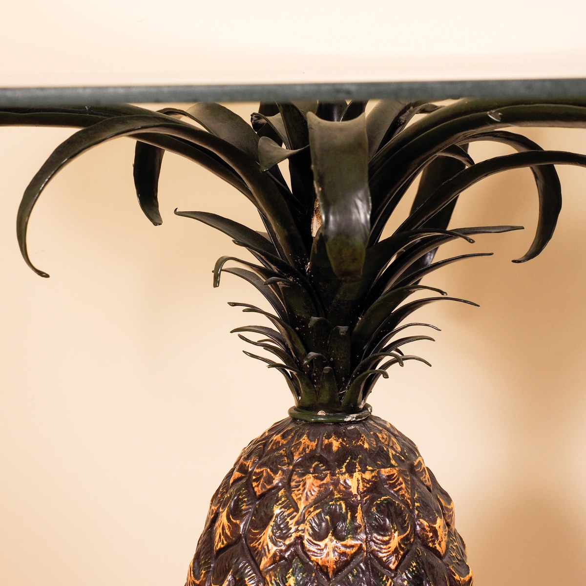 Contemporary Glass Top Pineapple Pedestal Side Table