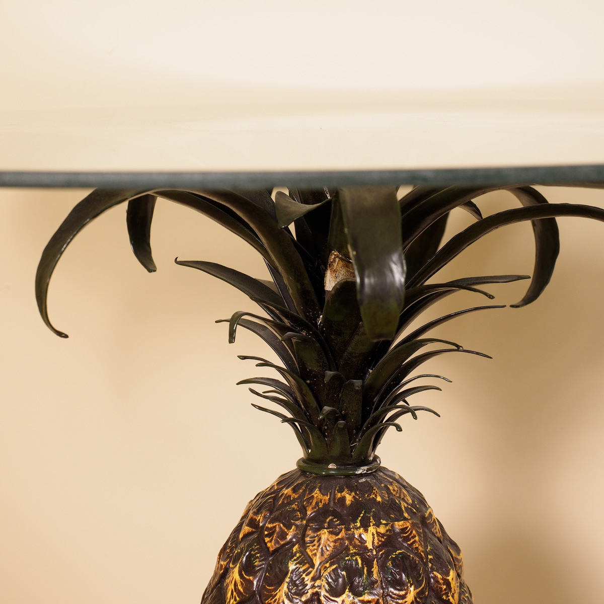 Contemporary Glass Top Pineapple Pedestal Side Table