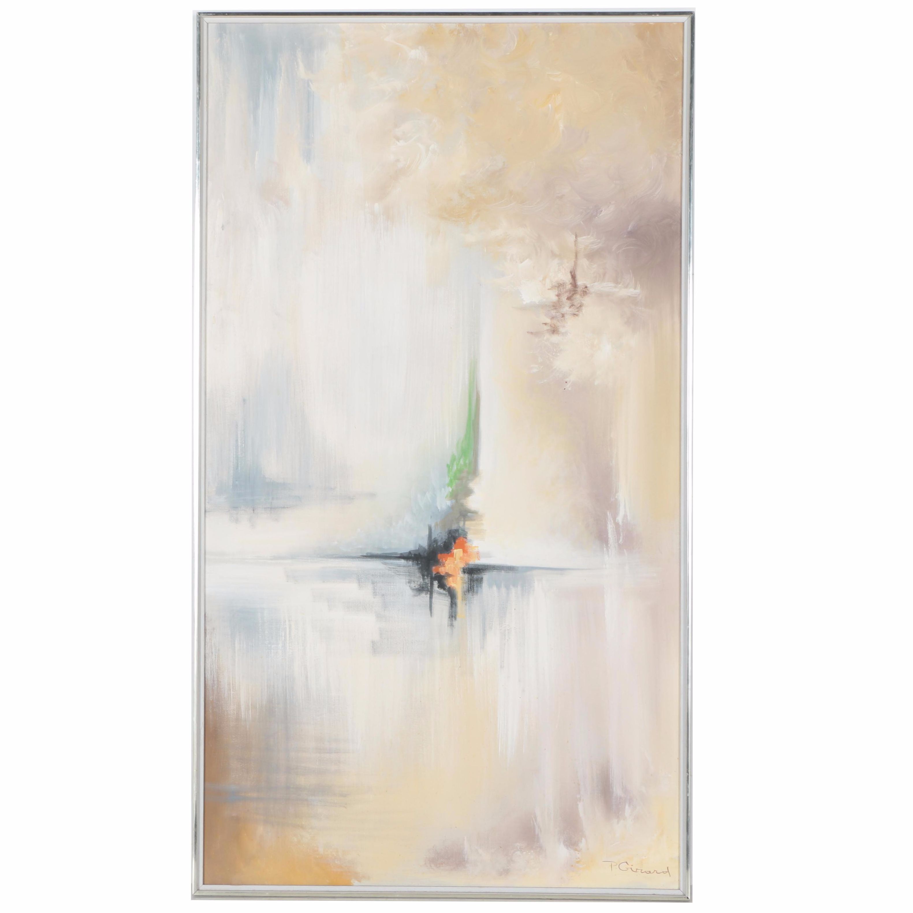 P. Girard Abstract Oil Painting on Canvas "Center Force"