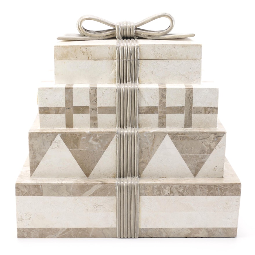 Limestone and Resin Present Jewelry Box