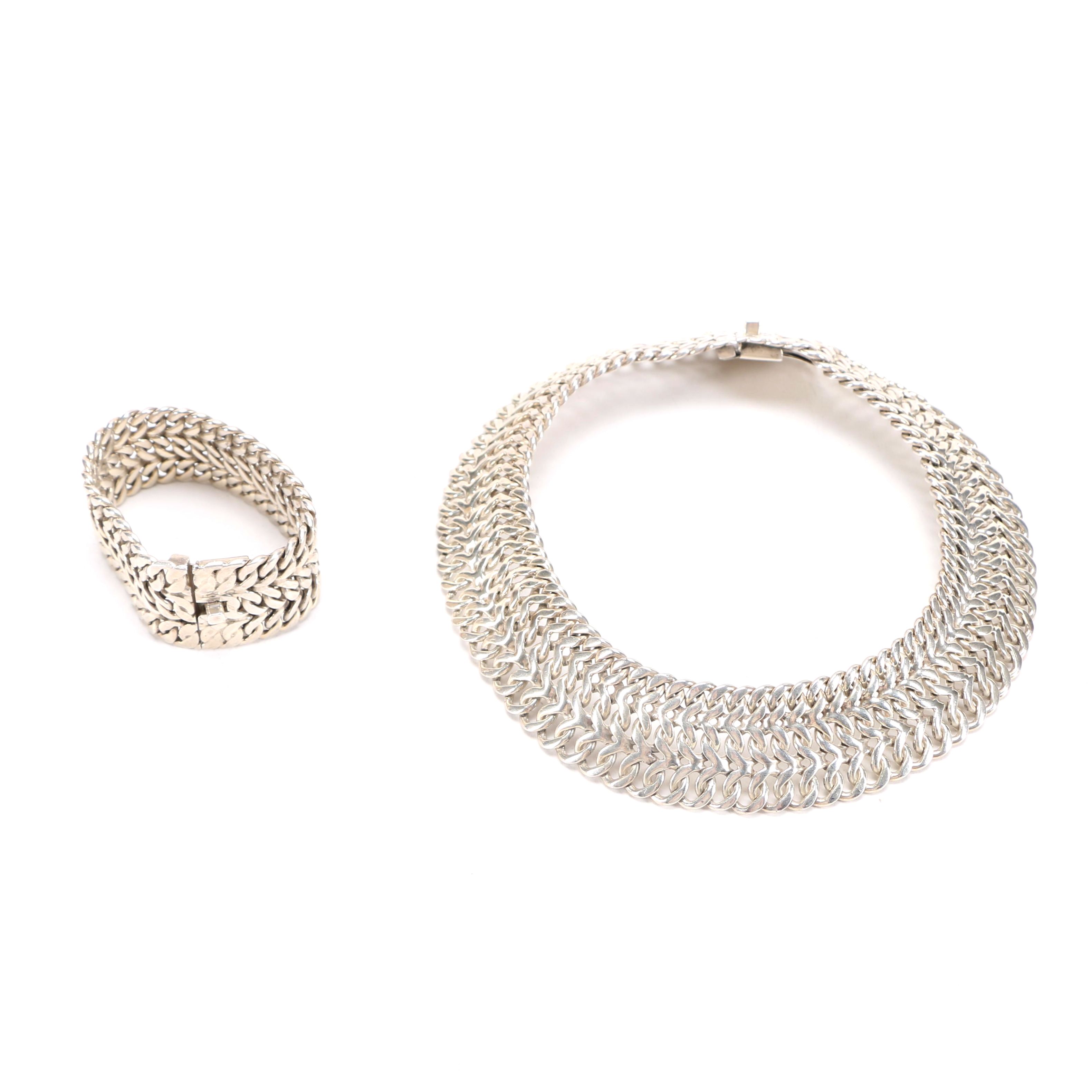 Sterling Silver Necklace and Bracelet