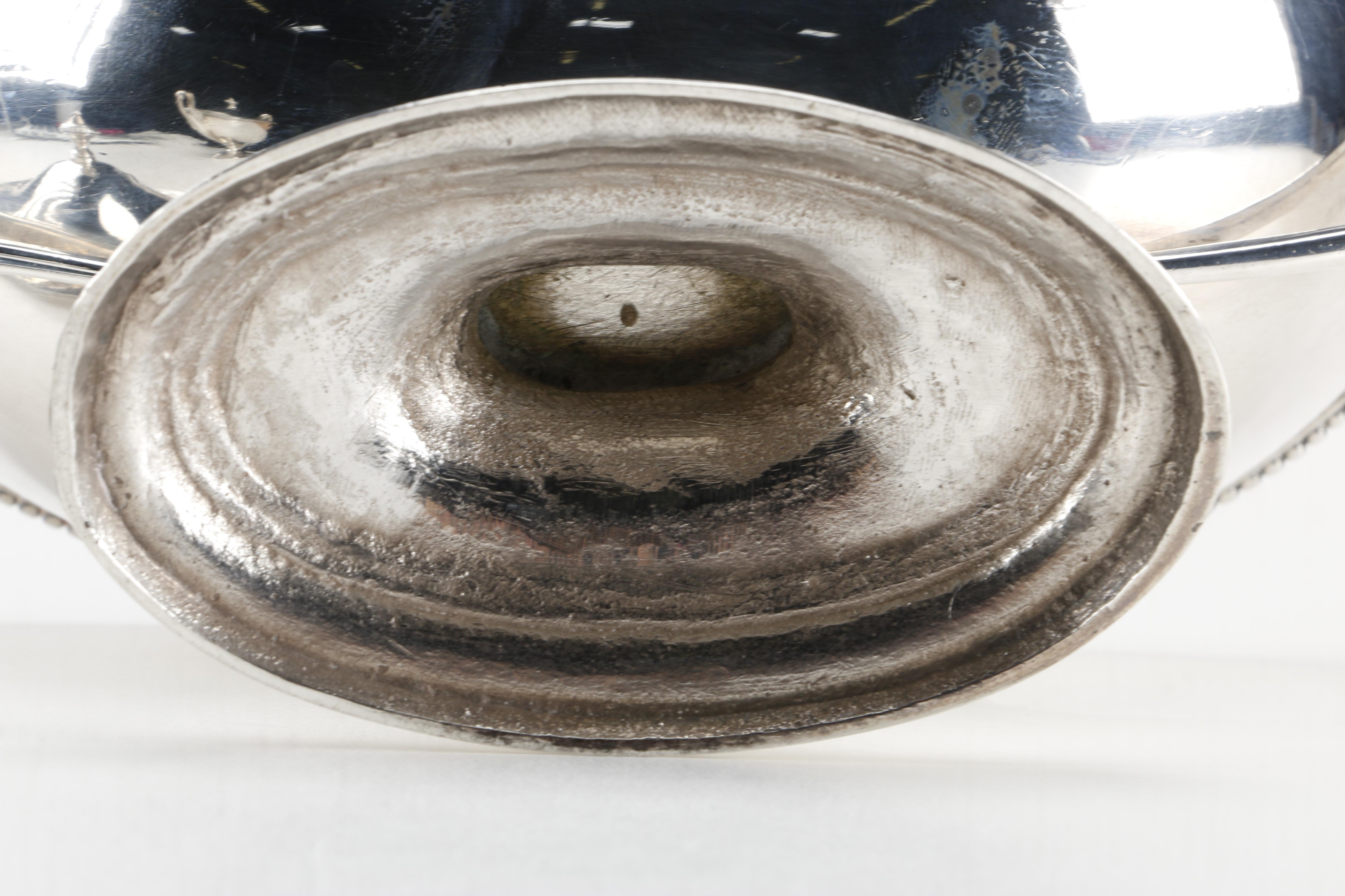 Antique English Sterling Silver Sauce Tureens With Child Family Crest