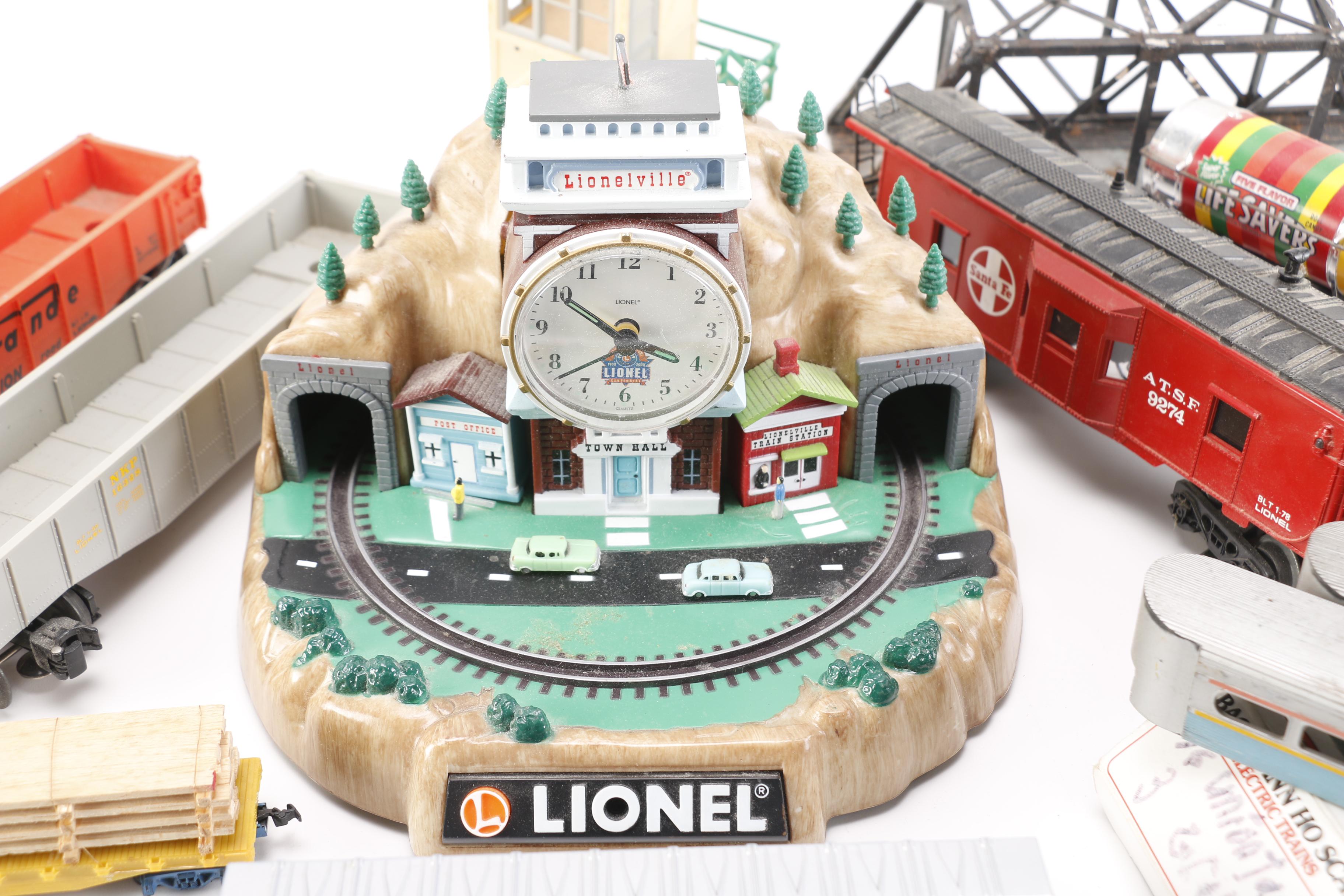 Train Cars, Track and Accessories With Lionelville Alarm Clock