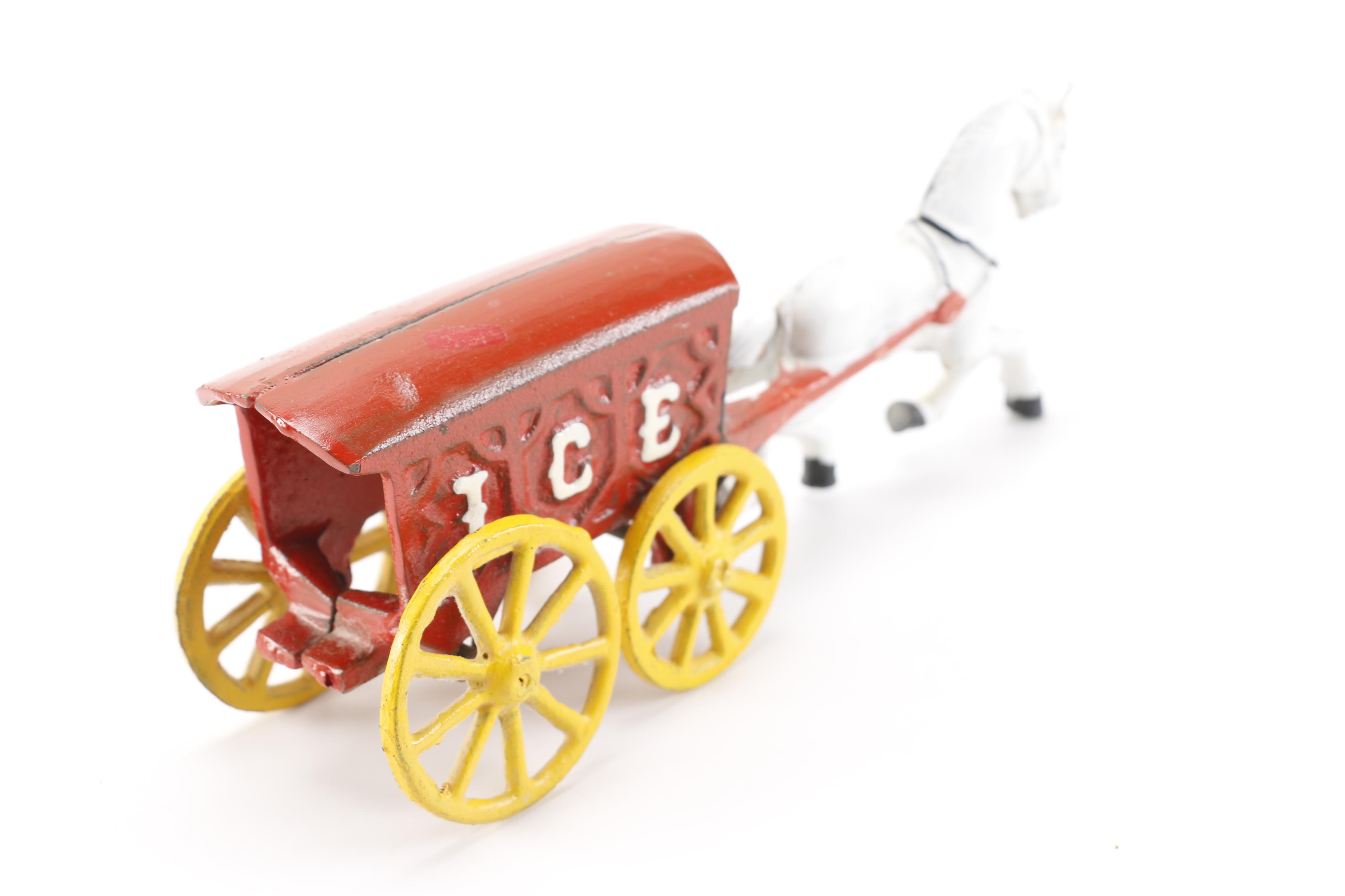 Vintage Toys Including Cast Metal Horse-Drawn Vehicles