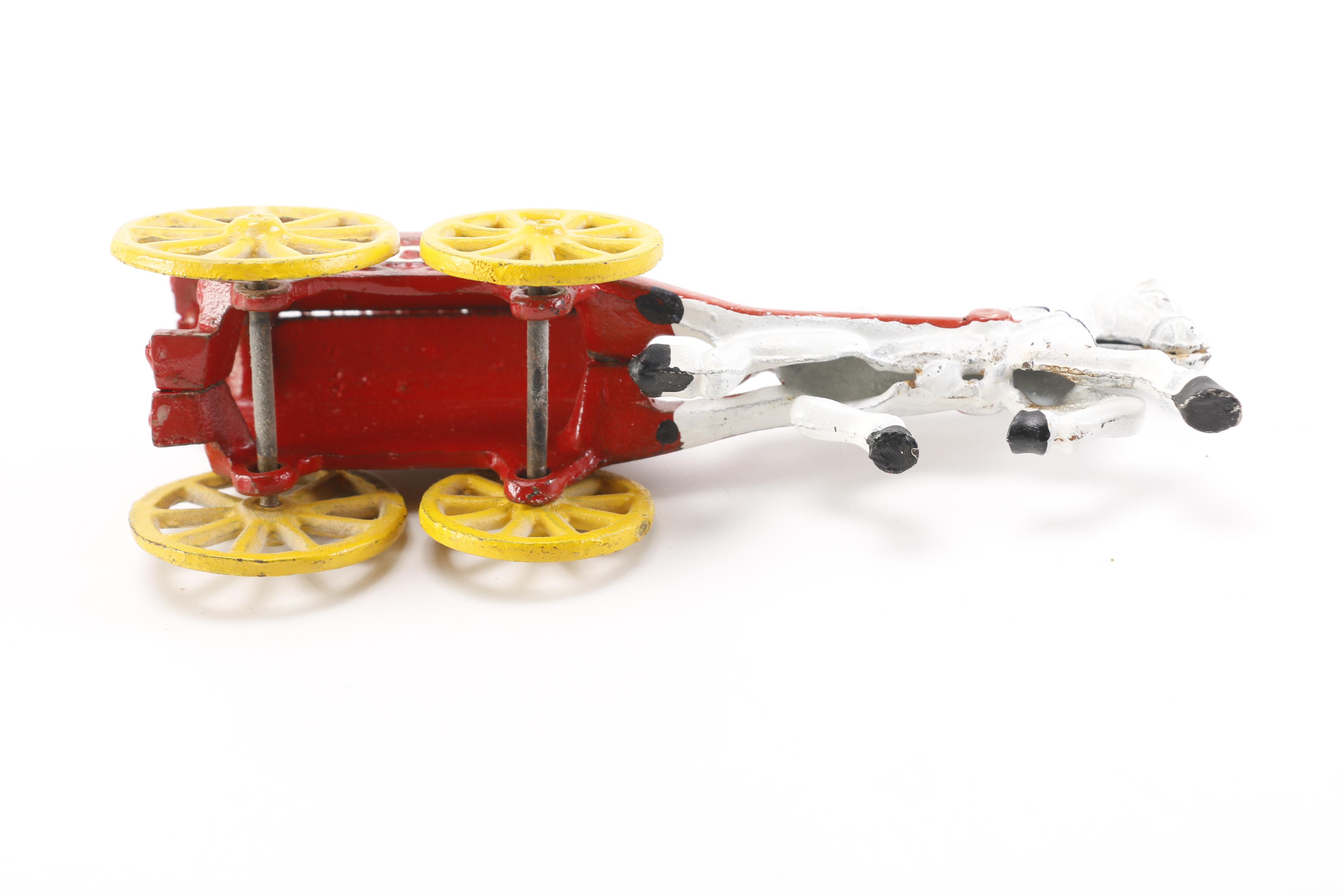 Vintage Toys Including Cast Metal Horse-Drawn Vehicles