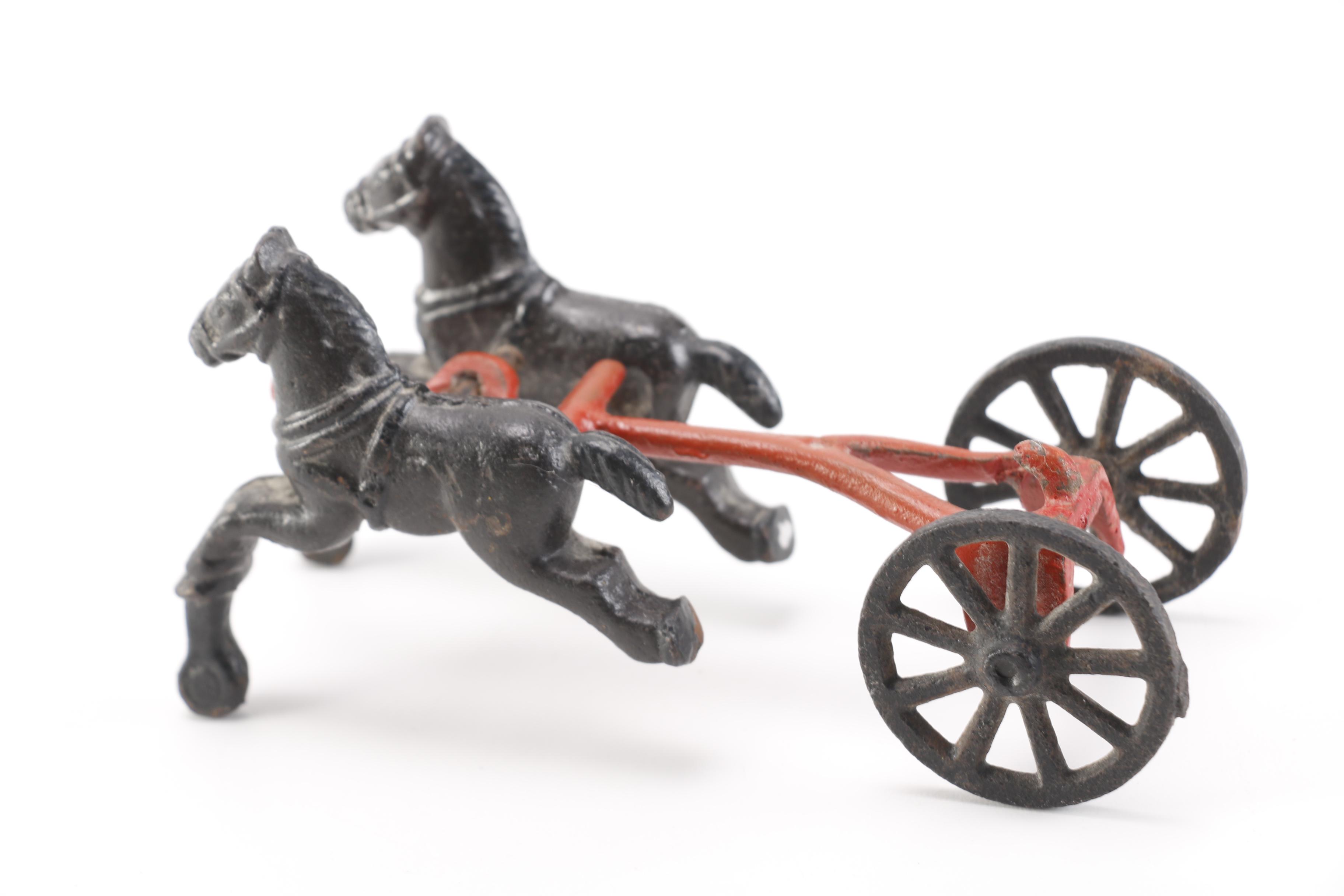 Vintage Toys Including Cast Metal Horse-Drawn Vehicles