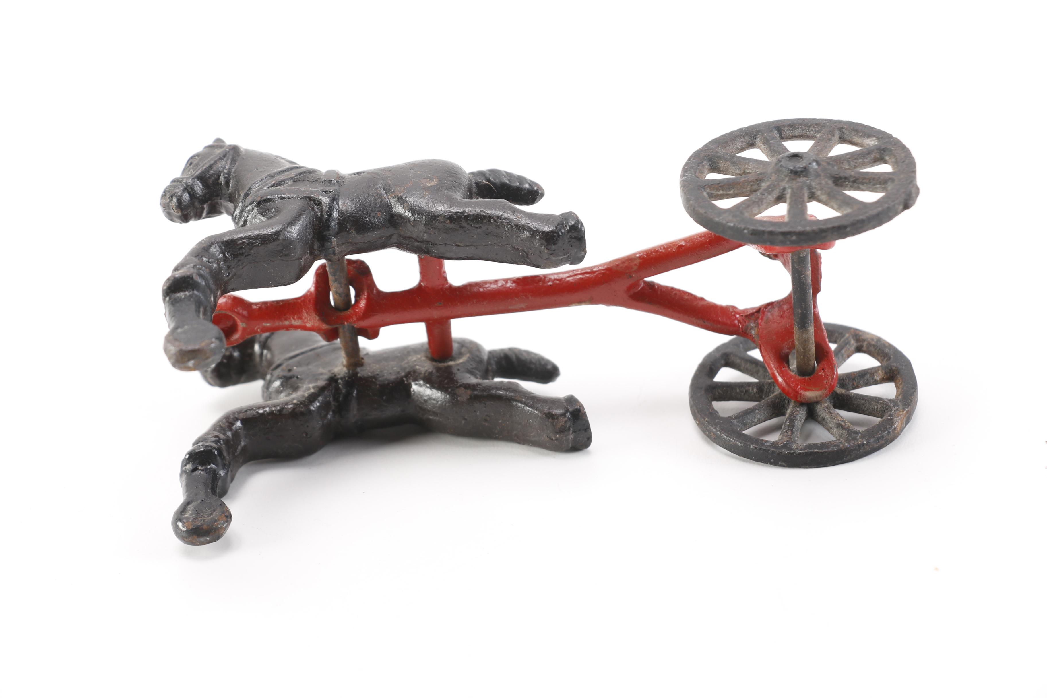 Vintage Toys Including Cast Metal Horse-Drawn Vehicles